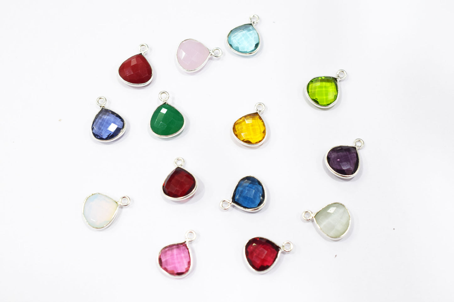 Multi Color Hydro Glass Faceted Heart Shape Connector , Sold By Piece , 11x11 mm , RB-6450A