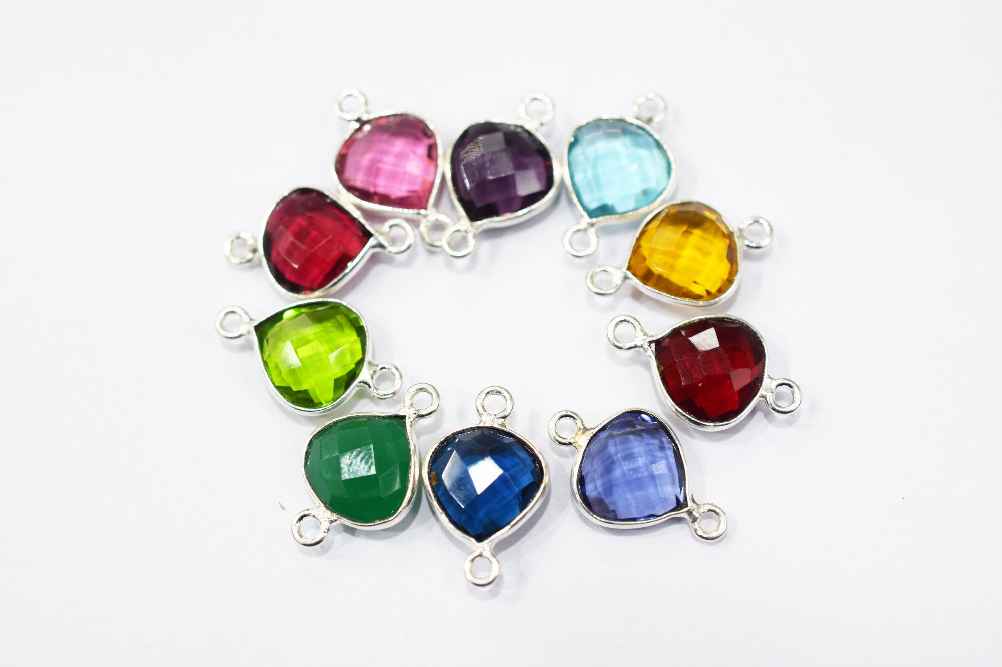 Multi Color Hydro Glass Faceted Heart Shape Connector , Sold By Piece , 11x11 mm , RB-6450B