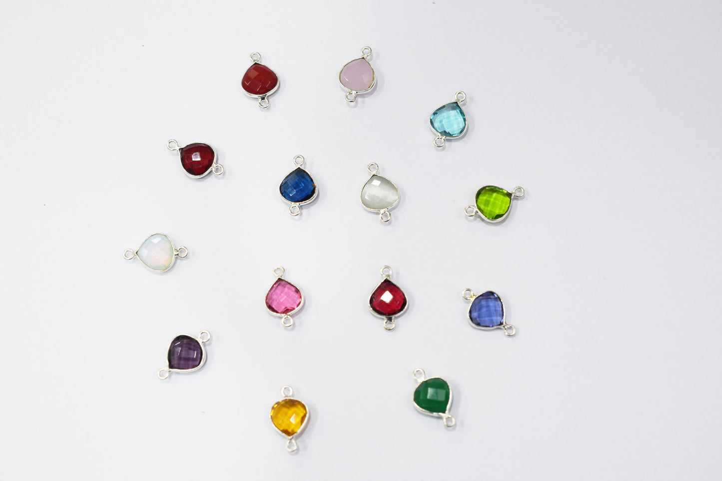 Multi Color Hydro Glass Faceted Heart Shape Connector , Sold By Piece , 11x11 mm , RB-6450B