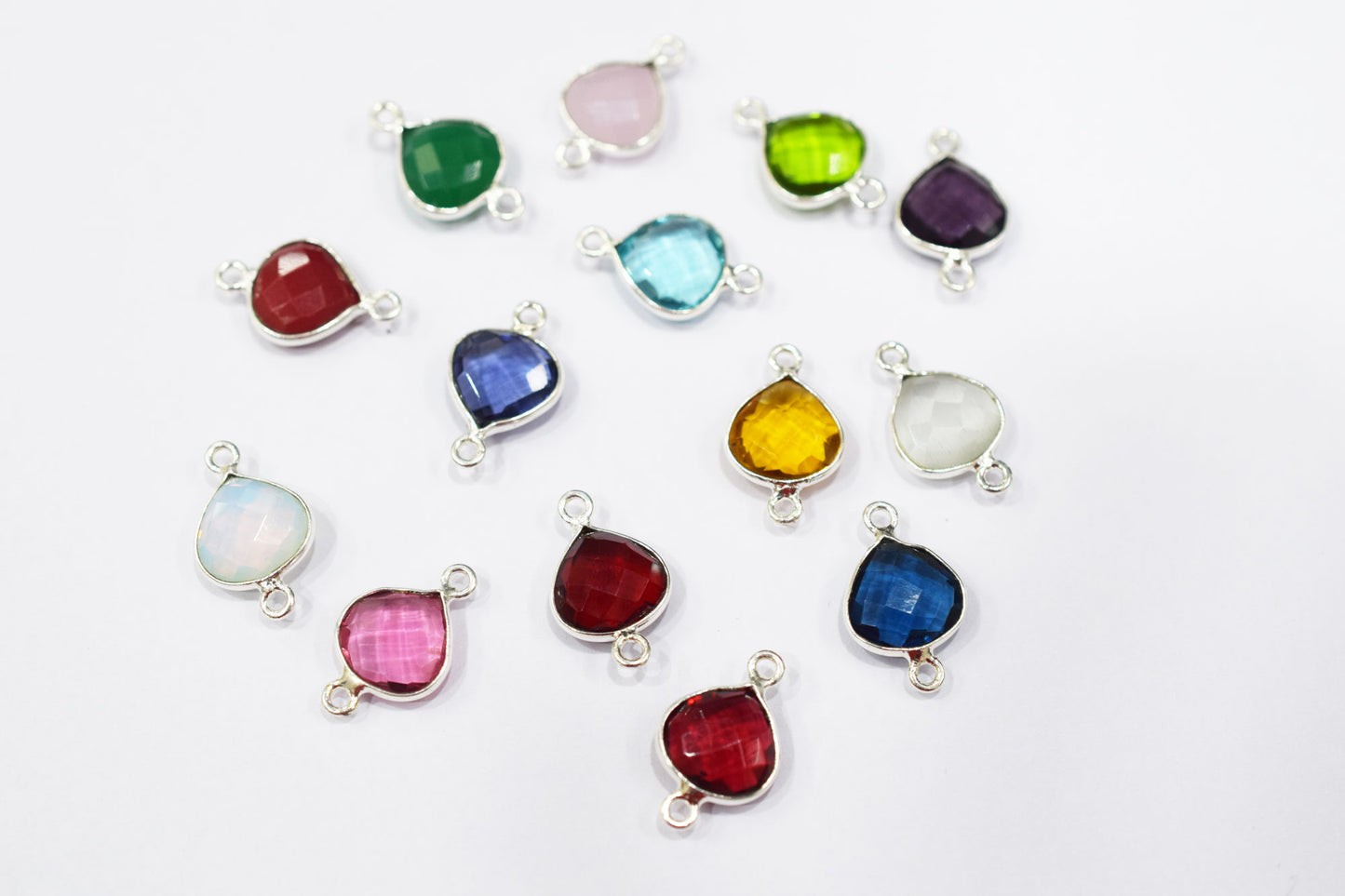 Multi Color Hydro Glass Faceted Heart Shape Connector , Sold By Piece , 11x11 mm , RB-6450B