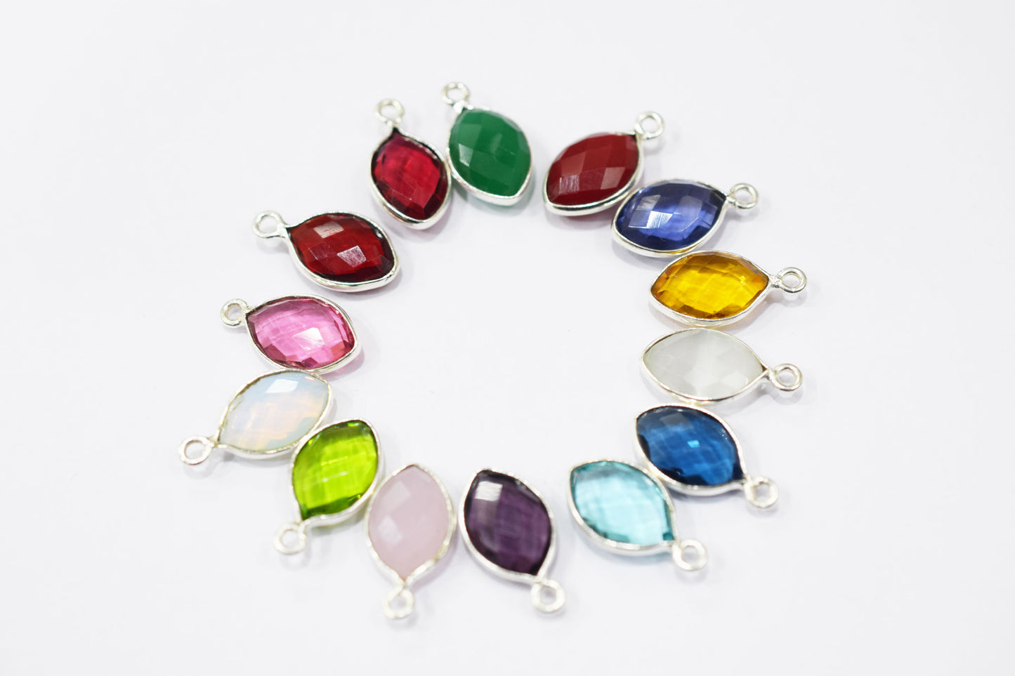 Multi Color Hydro Glass Faceted Marquise Shape Connector , Sold By Piece , 9x13 mm , RB-6451A