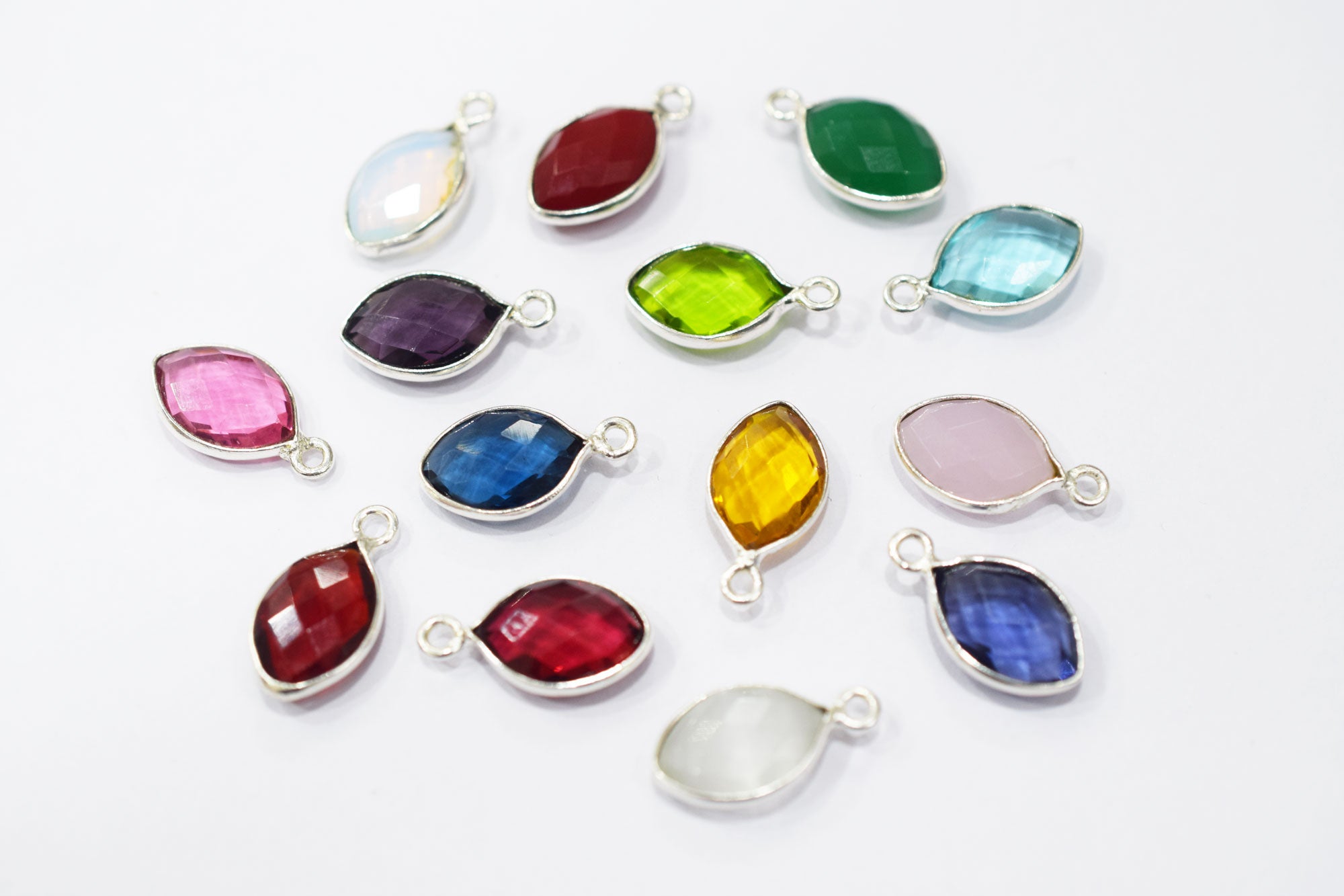 Multi Color Hydro Glass Faceted Marquise Shape Connector , Sold By Piece , 9x13 mm , RB-6451A