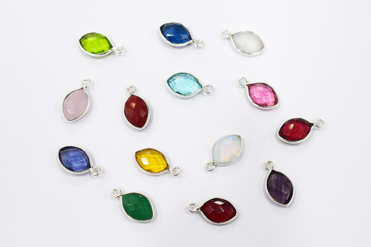 Multi Color Hydro Glass Faceted Marquise Shape Connector , Sold By Piece , 9x13 mm , RB-6451A