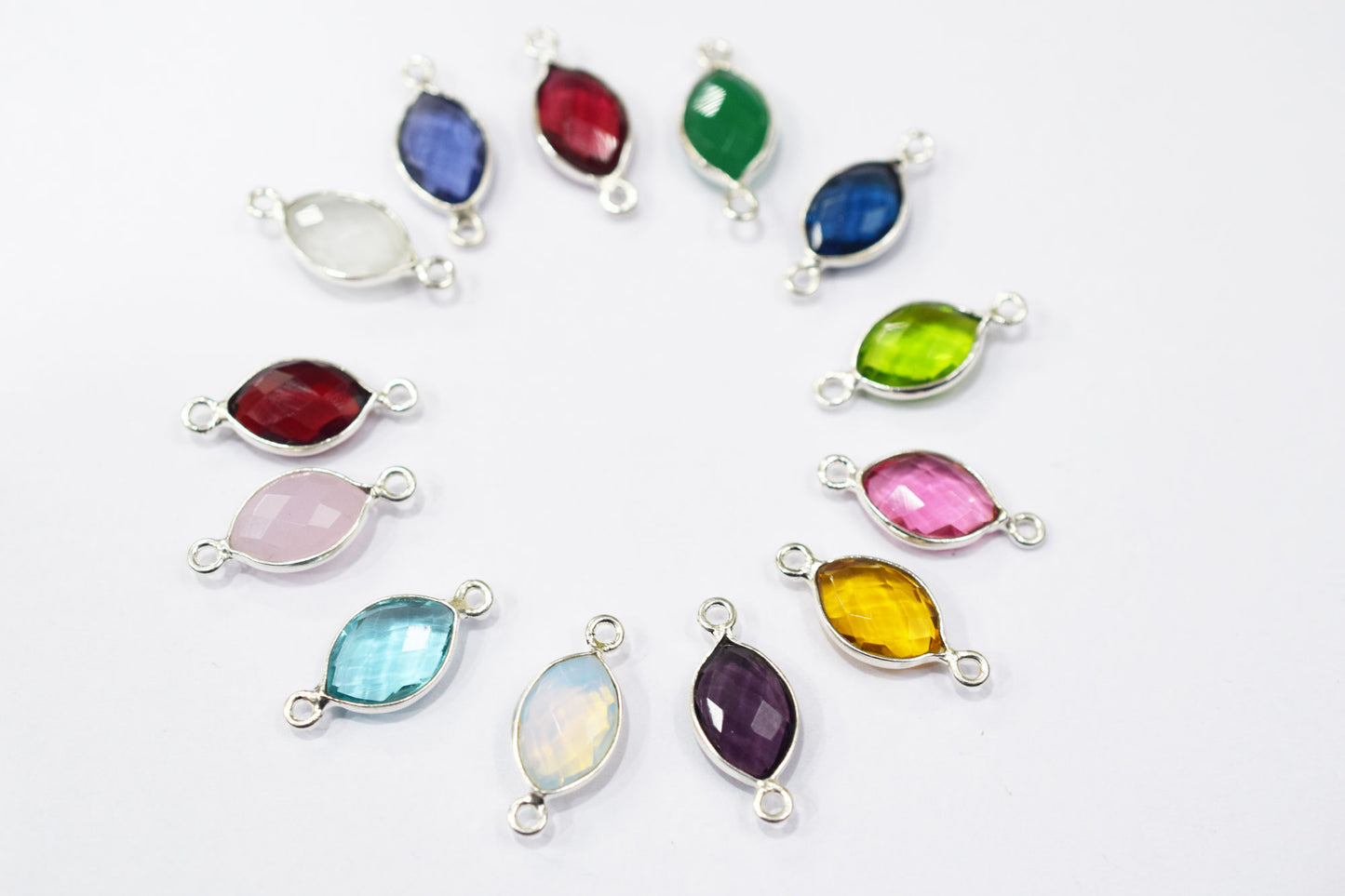 Multi Color Hydro Glass Faceted Marquise Shape Connector , Sold By Piece , 9x13 mm , RB-6451B