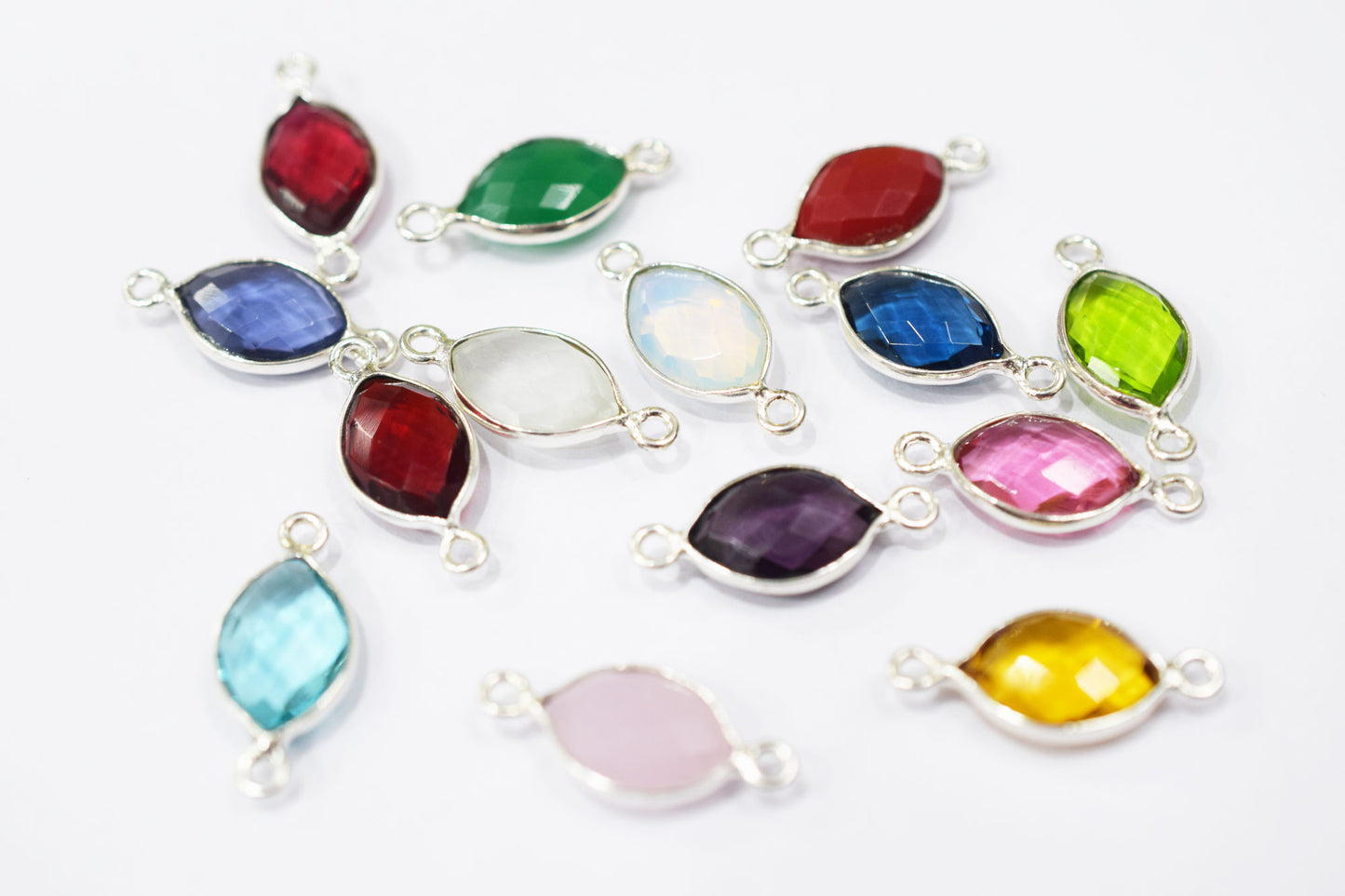 Multi Color Hydro Glass Faceted Marquise Shape Connector , Sold By Piece , 9x13 mm , RB-6451B
