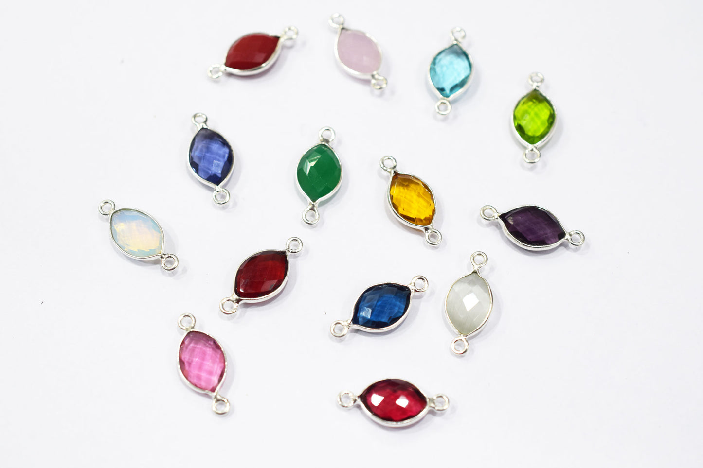 Multi Color Hydro Glass Faceted Marquise Shape Connector , Sold By Piece , 9x13 mm , RB-6451B