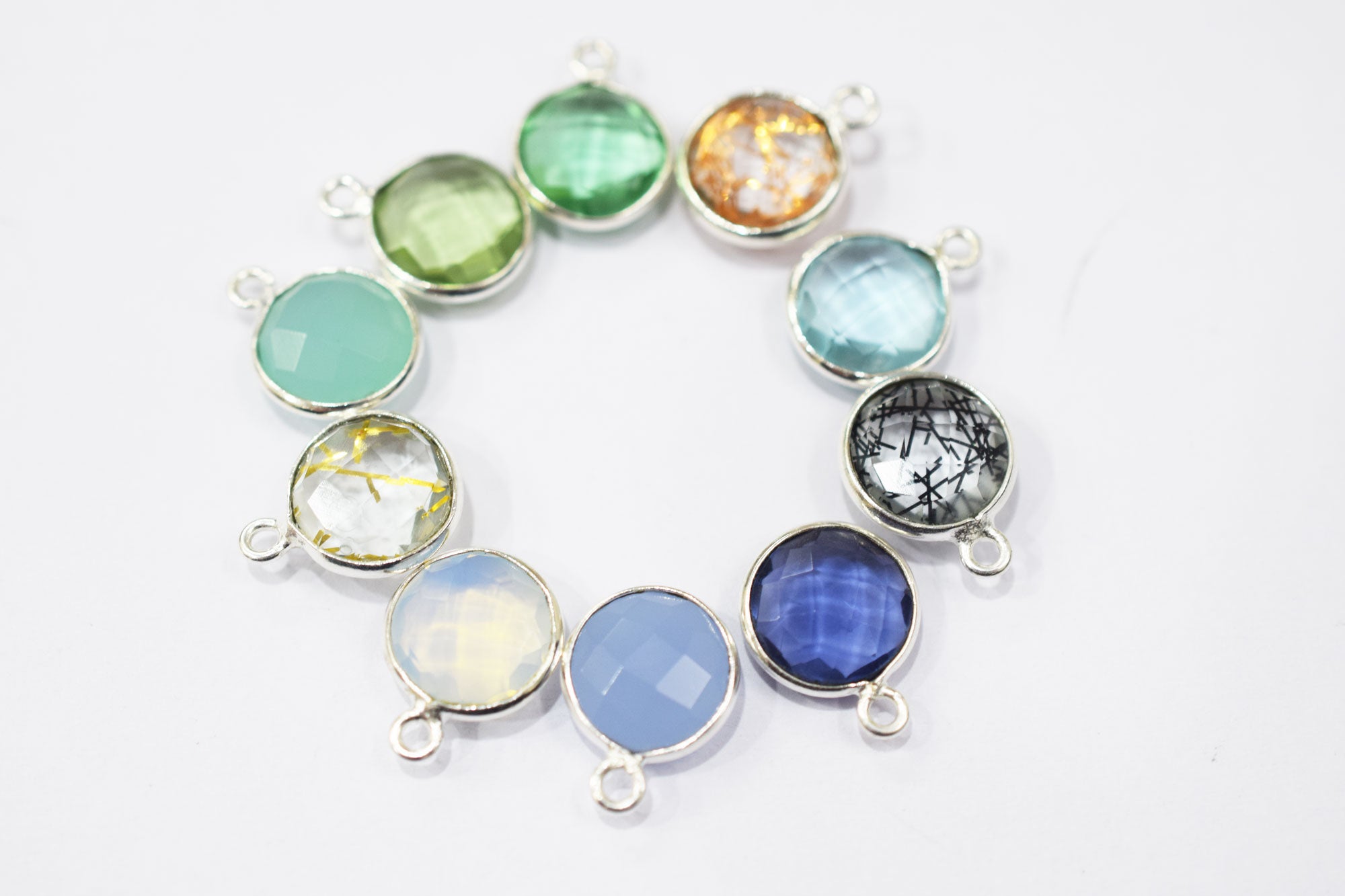 Multi Color Hydro Glass Faceted Coin Shape Connector , Sold By Piece , 11.50 mm , RB-6452A