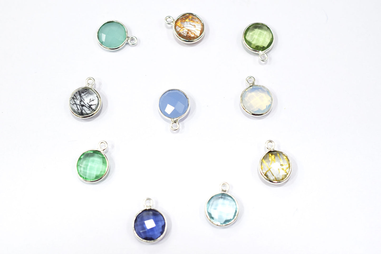Multi Color Hydro Glass Faceted Coin Shape Connector , Sold By Piece , 11.50 mm , RB-6452A