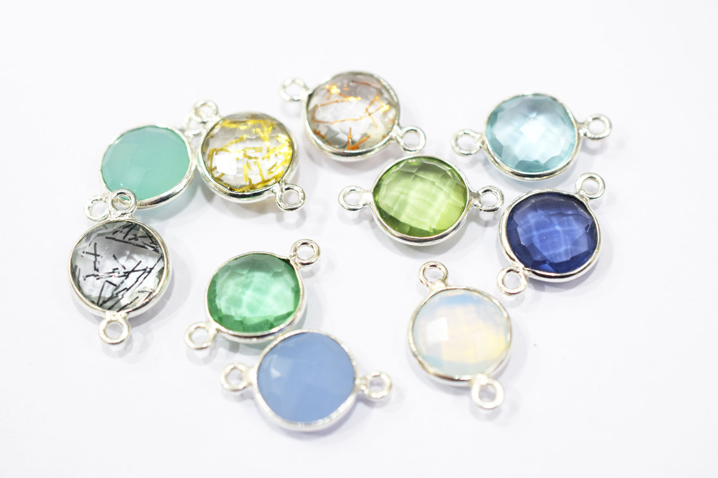 Multi Color Hydro Glass Faceted Coin Shape Connector , Sold By Piece , 11.50 mm , RB-6452B