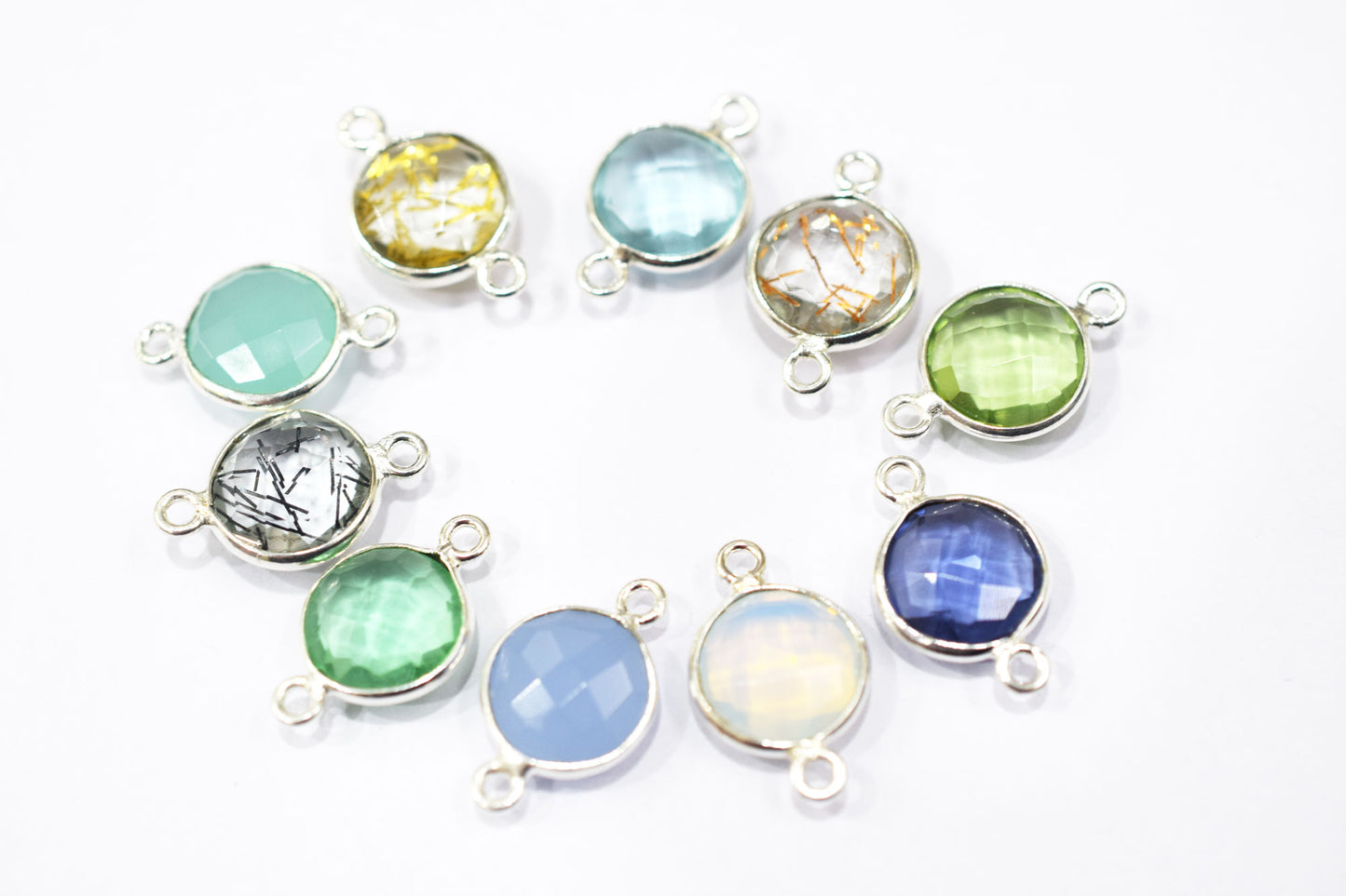 Multi Color Hydro Glass Faceted Coin Shape Connector , Sold By Piece , 11.50 mm , RB-6452B
