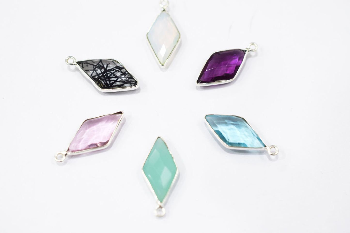 Multi Color Hydro Glass Faceted Diamond Shape Connector , Sold By Piece , 11x22 mm , RB-6453A