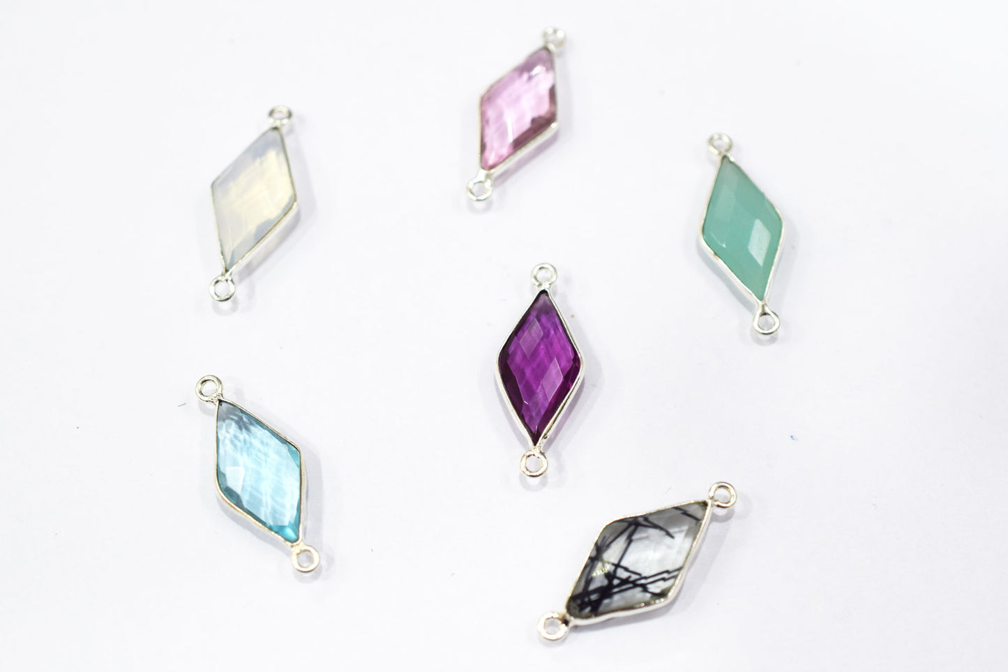 Multi Color Hydro Glass Faceted Diamond Shape Connector , Sold By Piece , 11x22 mm , RB-6453B