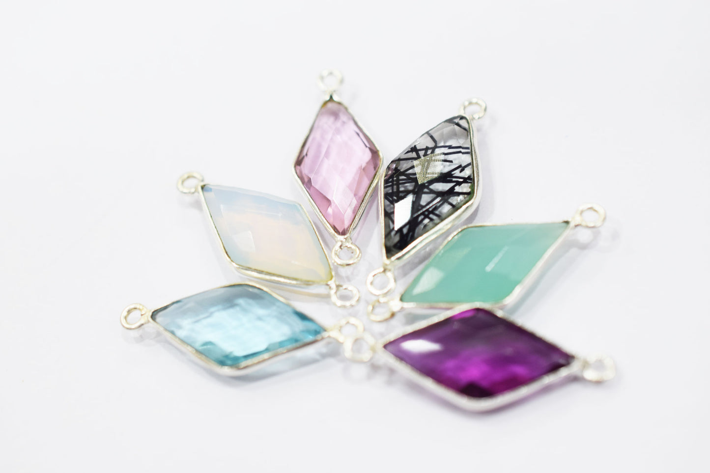 Multi Color Hydro Glass Faceted Diamond Shape Connector , Sold By Piece , 11x22 mm , RB-6453B