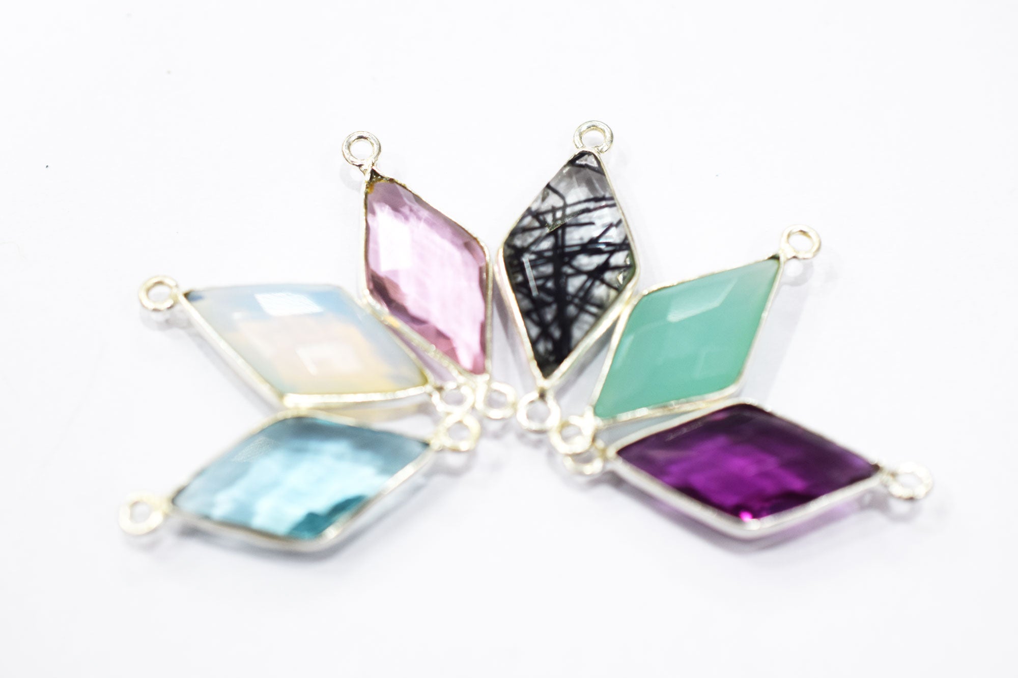 Multi Color Hydro Glass Faceted Diamond Shape Connector , Sold By Piece , 11x22 mm , RB-6453B