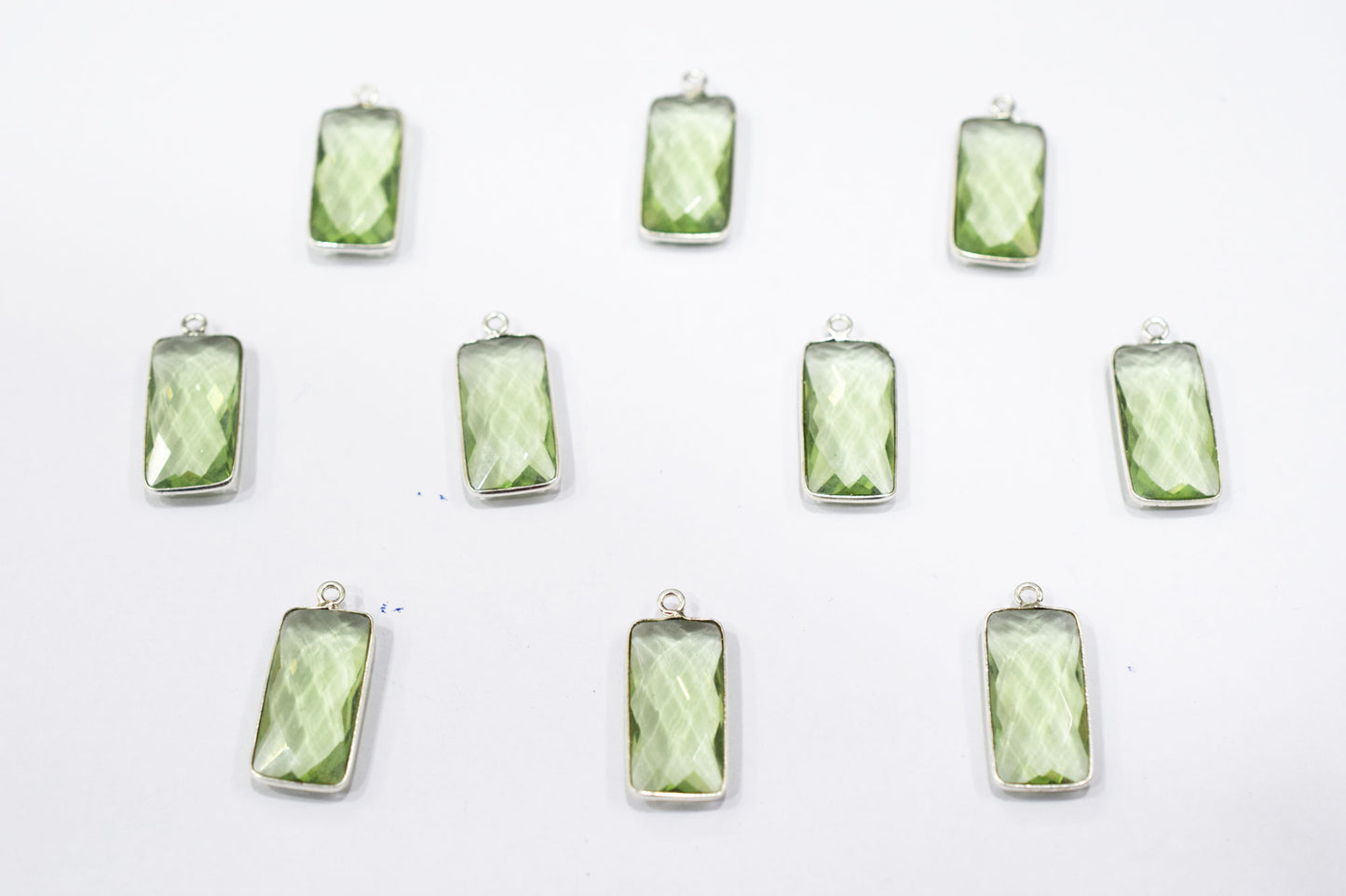 Green Amethyst Hydro Glass Baguette Shape Connector , Sold By Piece , 11x22 mm , RB-6454