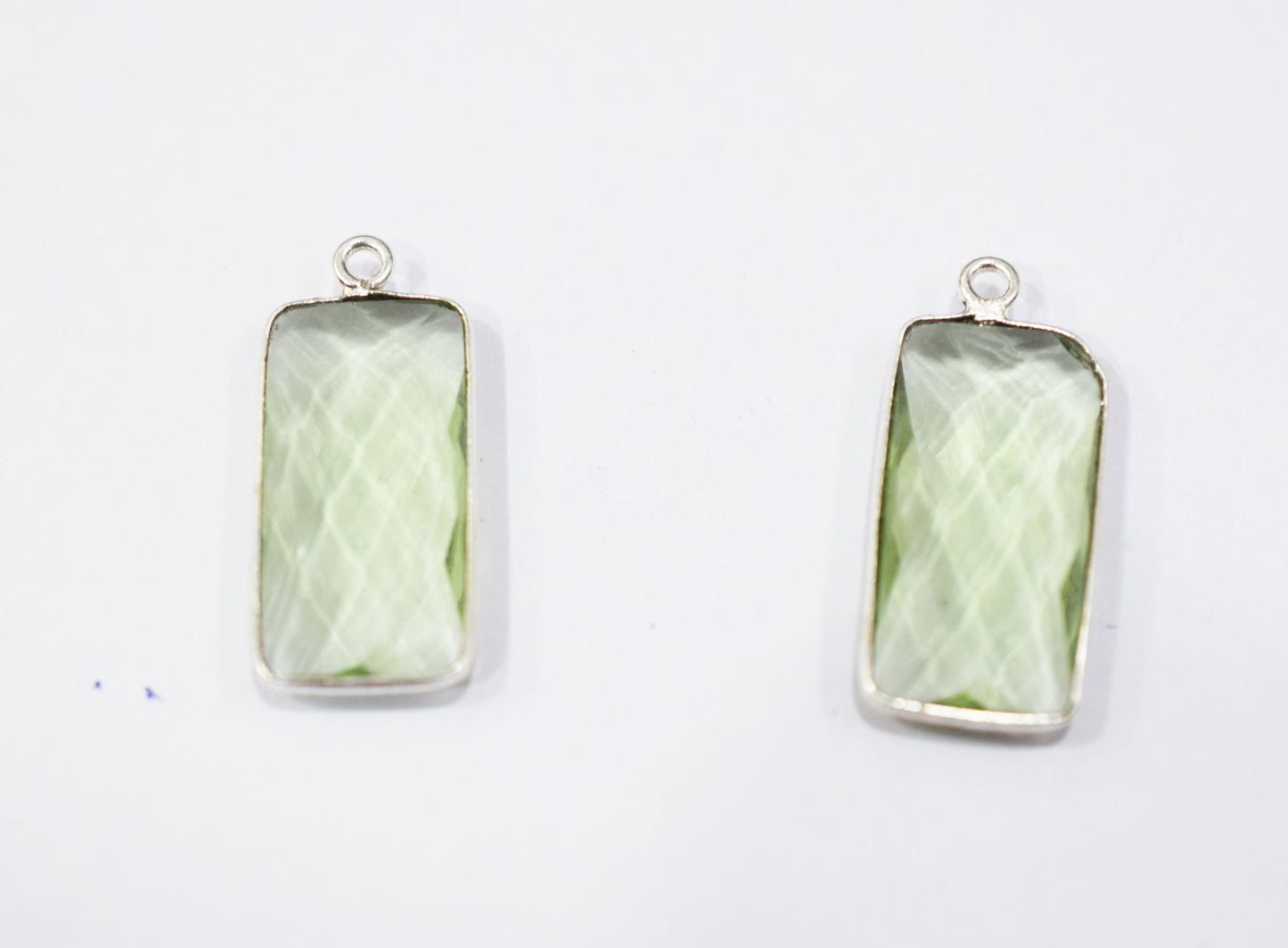 Green Amethyst Hydro Glass Baguette Shape Connector , Sold By Piece , 11x22 mm , RB-6454