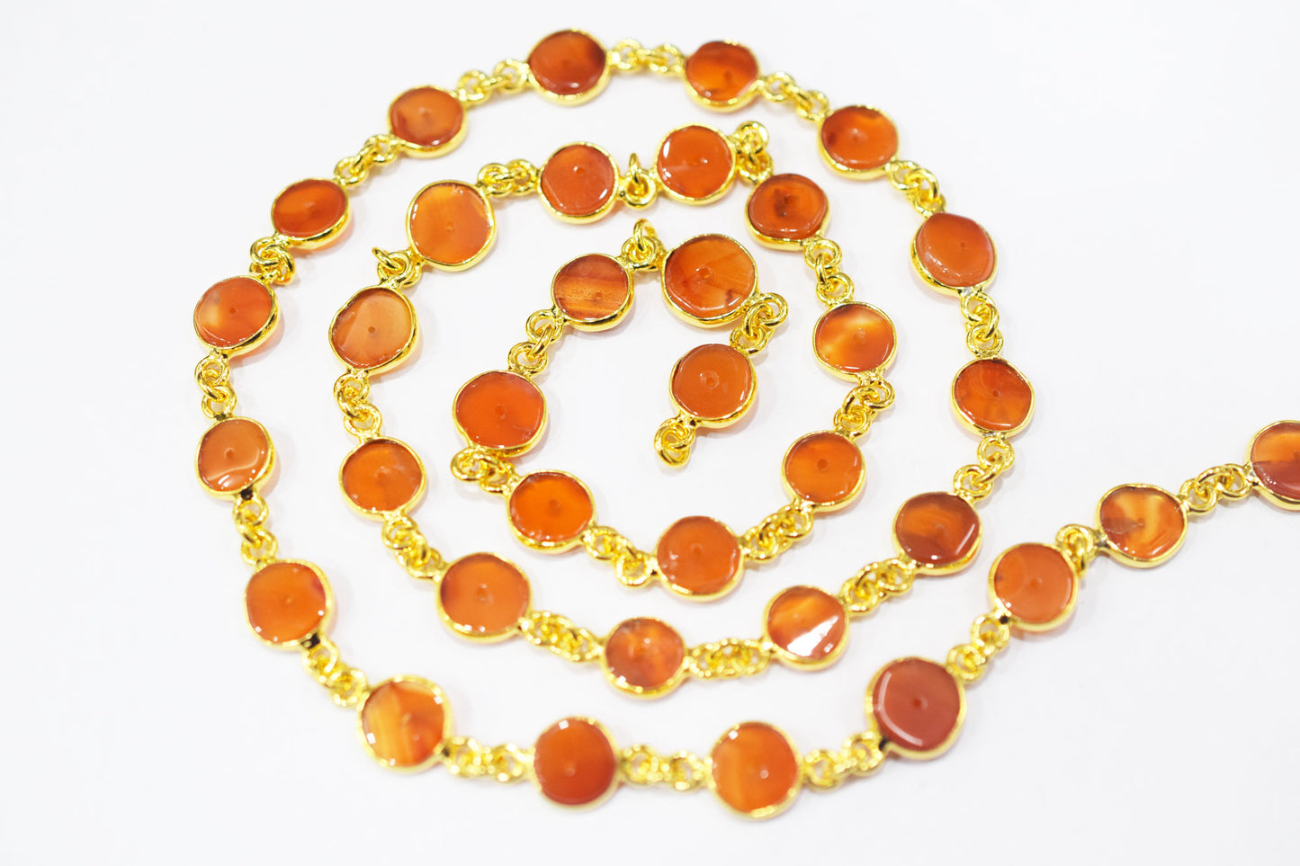 Carnelian Smooth Donut Shape Connector Chain , 9 - 9.50 mm , RB-6462
