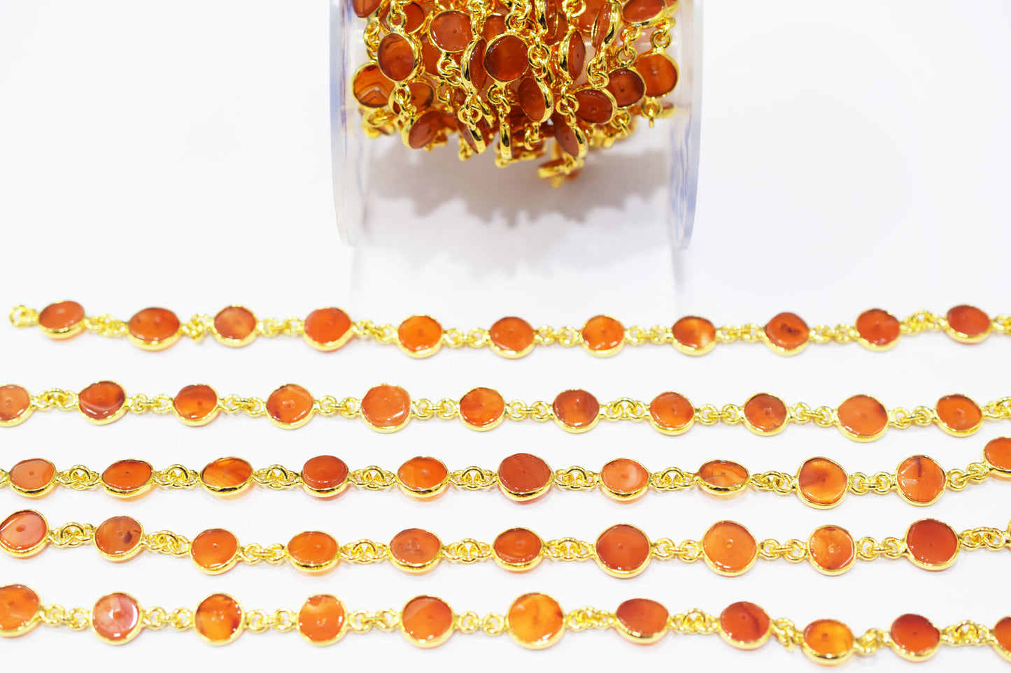 Carnelian Smooth Donut Shape Connector Chain , 9 - 9.50 mm , RB-6462