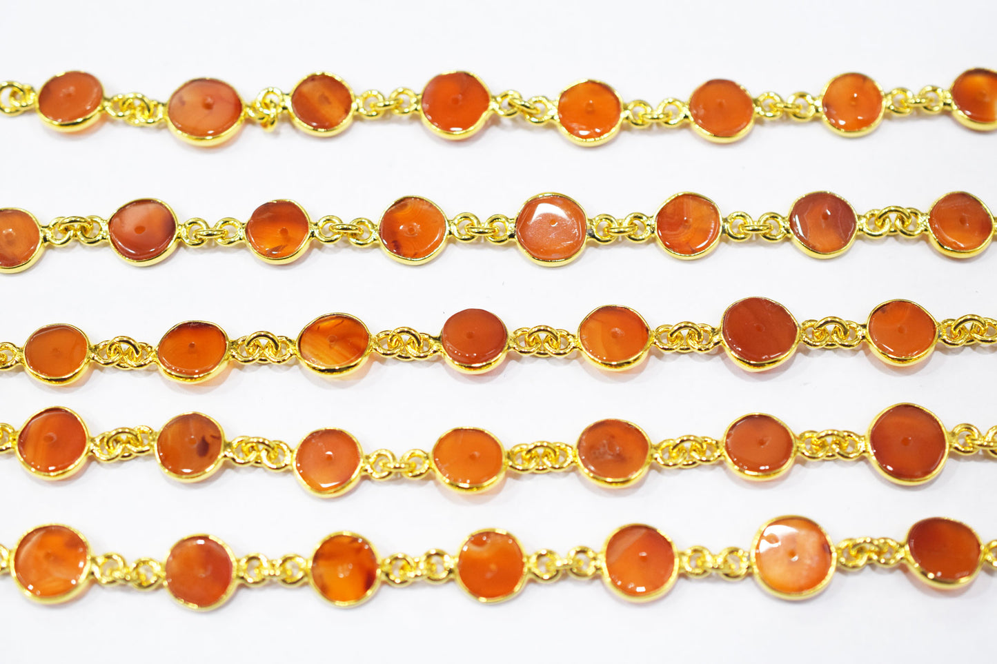 Carnelian Smooth Donut Shape Connector Chain , 9 - 9.50 mm , RB-6462