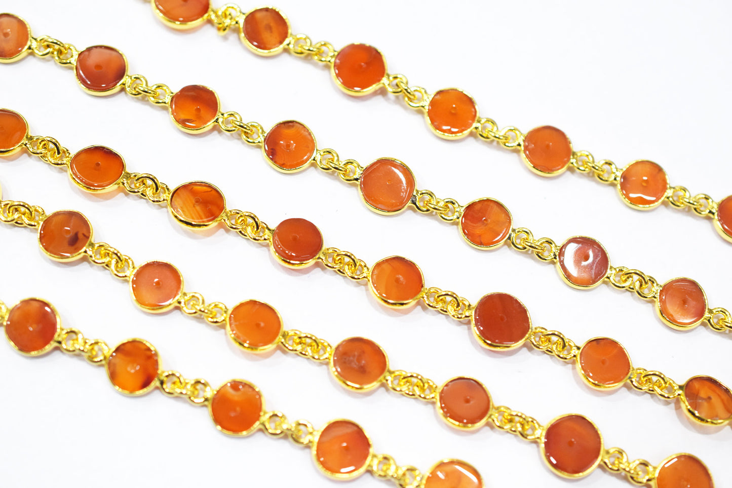 Carnelian Smooth Donut Shape Connector Chain , 9 - 9.50 mm , RB-6462