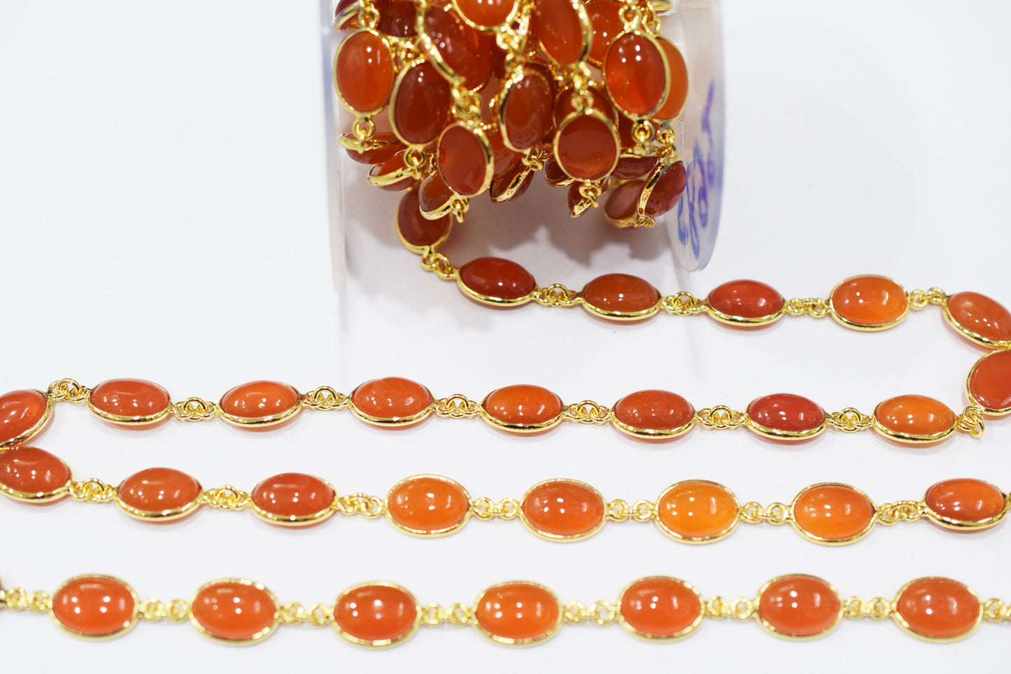 Carnelian Smooth Oval Shape Connector Chain , 10.50x14.50 mm , RB-6463
