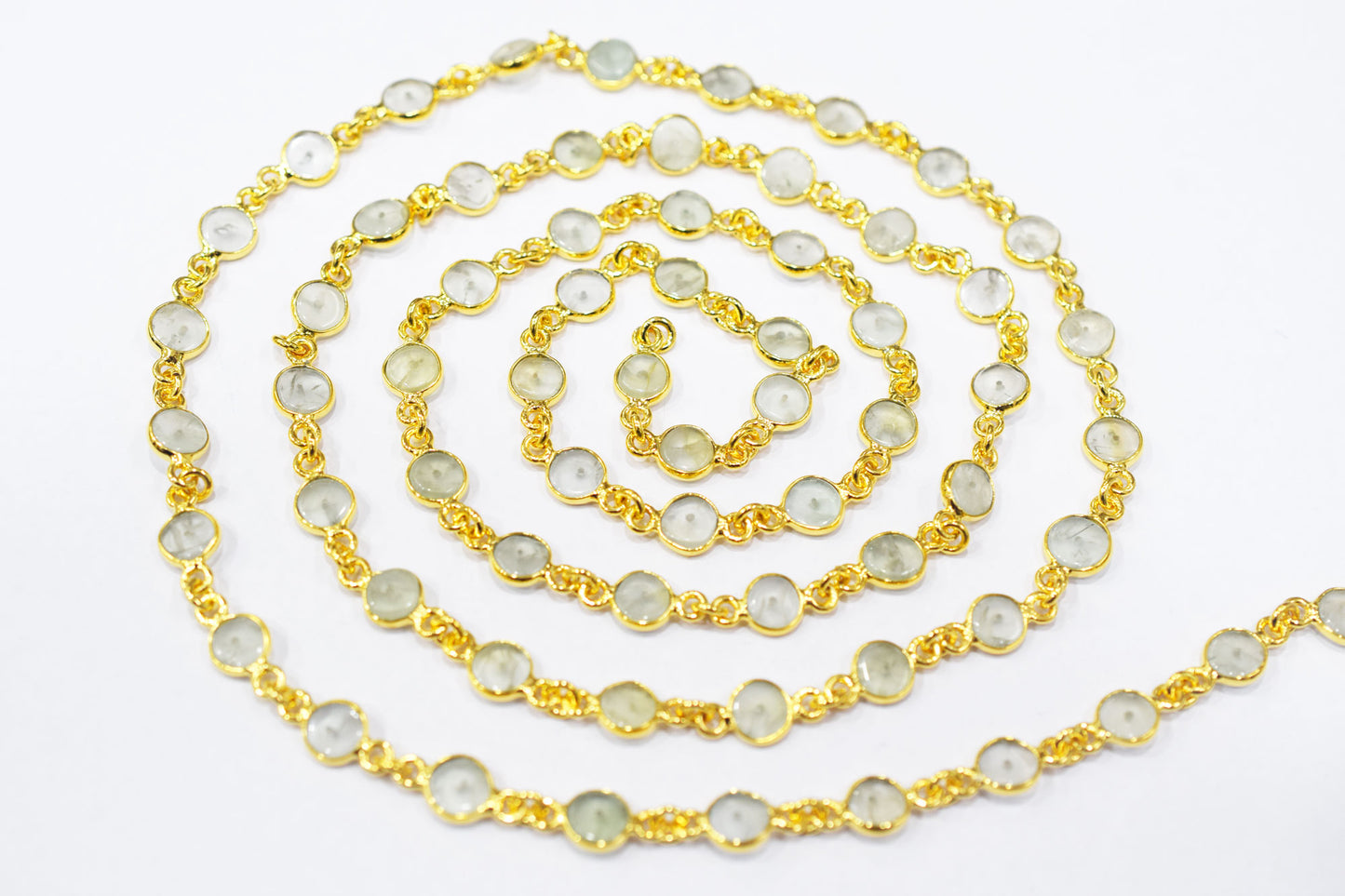 Prehnite Smooth Donut Shape Connector Chain , 7.50 mm , RB-6464