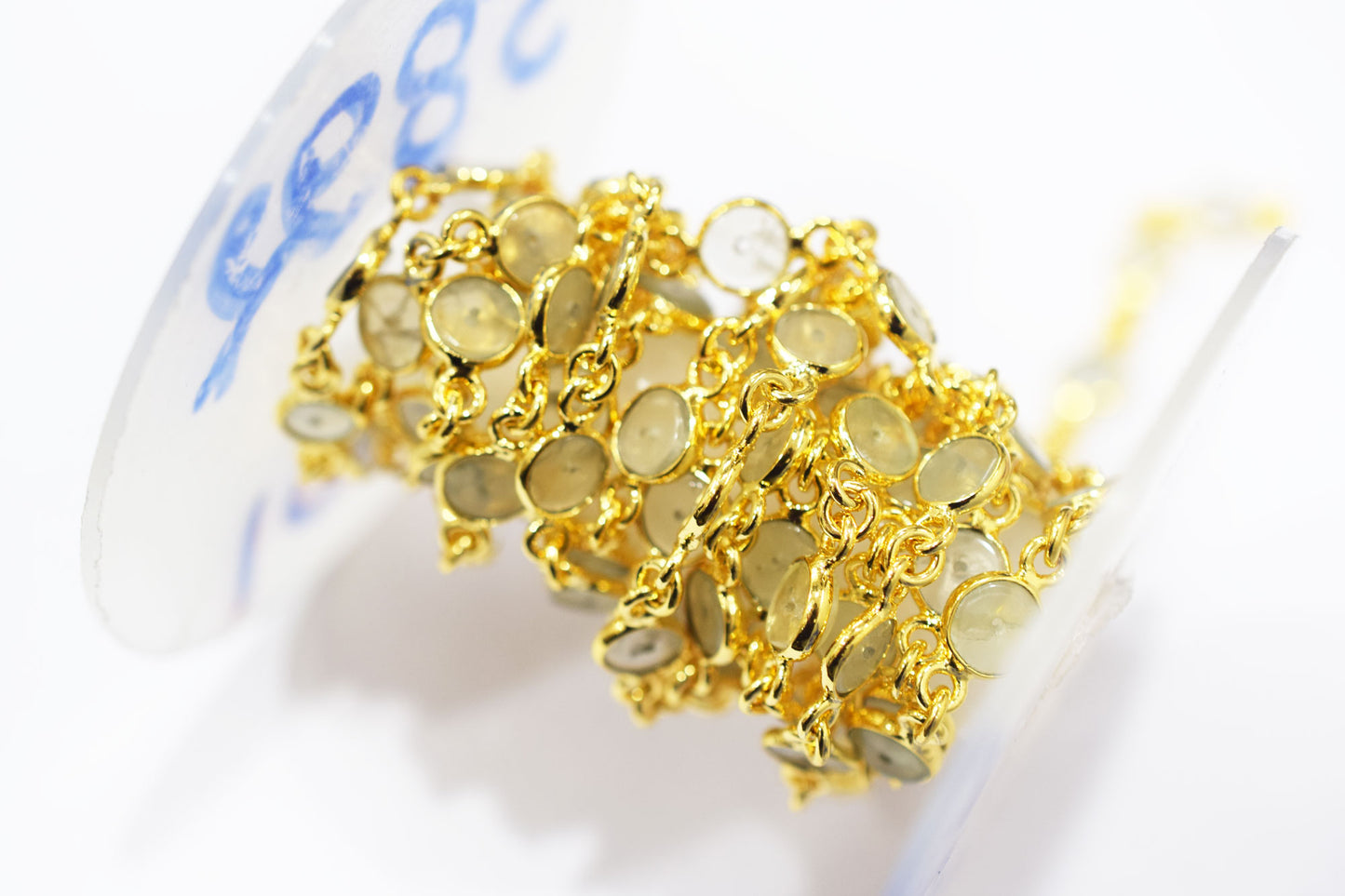 Prehnite Smooth Donut Shape Connector Chain , 7.50 mm , RB-6464