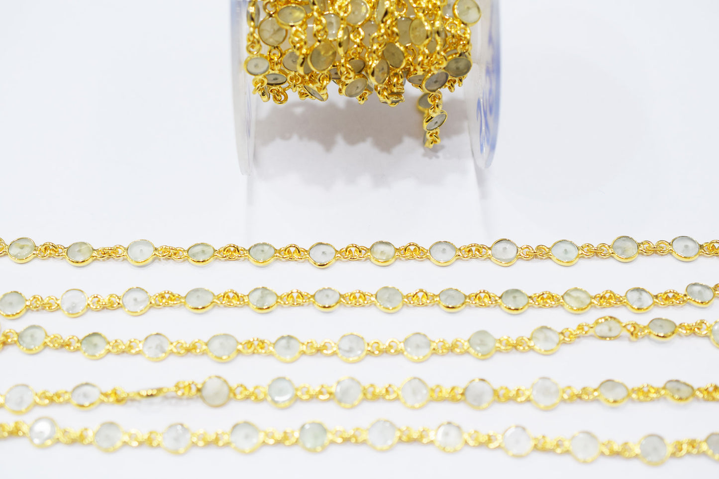 Prehnite Smooth Donut Shape Connector Chain , 7.50 mm , RB-6464