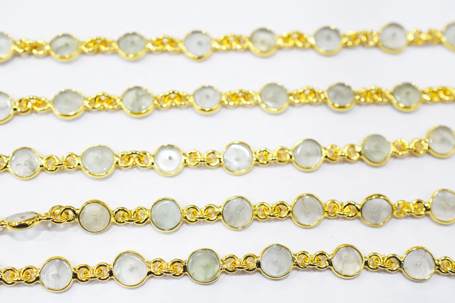Prehnite Smooth Donut Shape Connector Chain , 7.50 mm , RB-6464