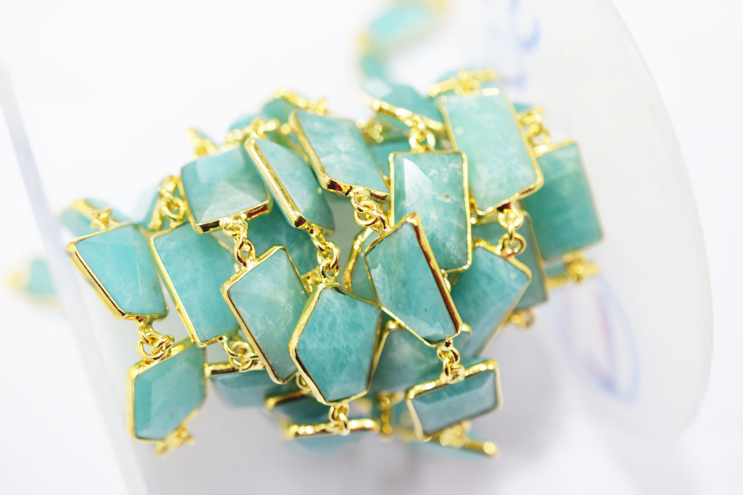 Amazonite Fancy Cut Shape Connector Chain , 14x16 - 15x20 mm , RB-6472