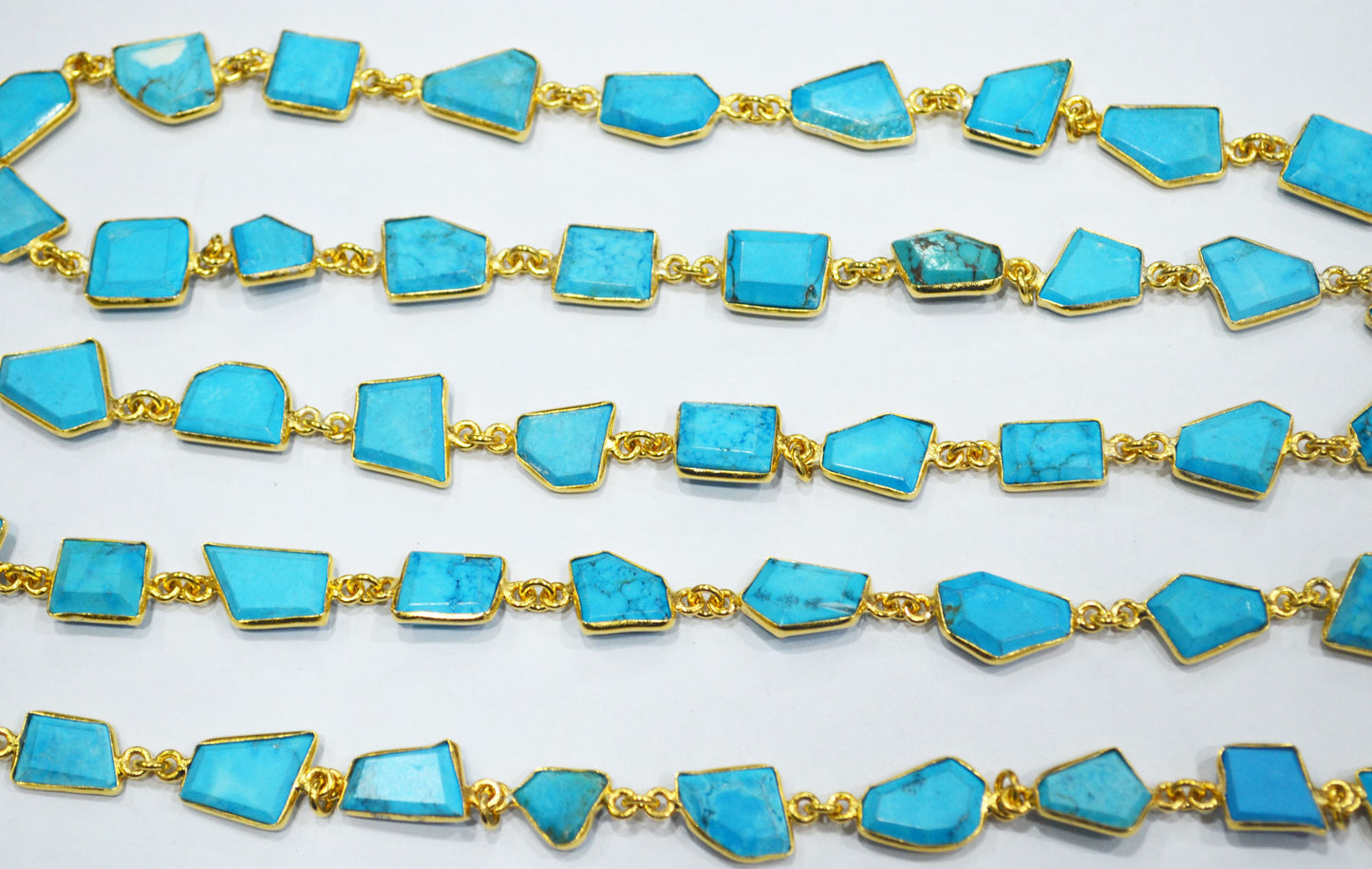 Howlite Turquoise Crown Cut Fancy Shape Connector Chain , 9 - 13 mm , RB-6495