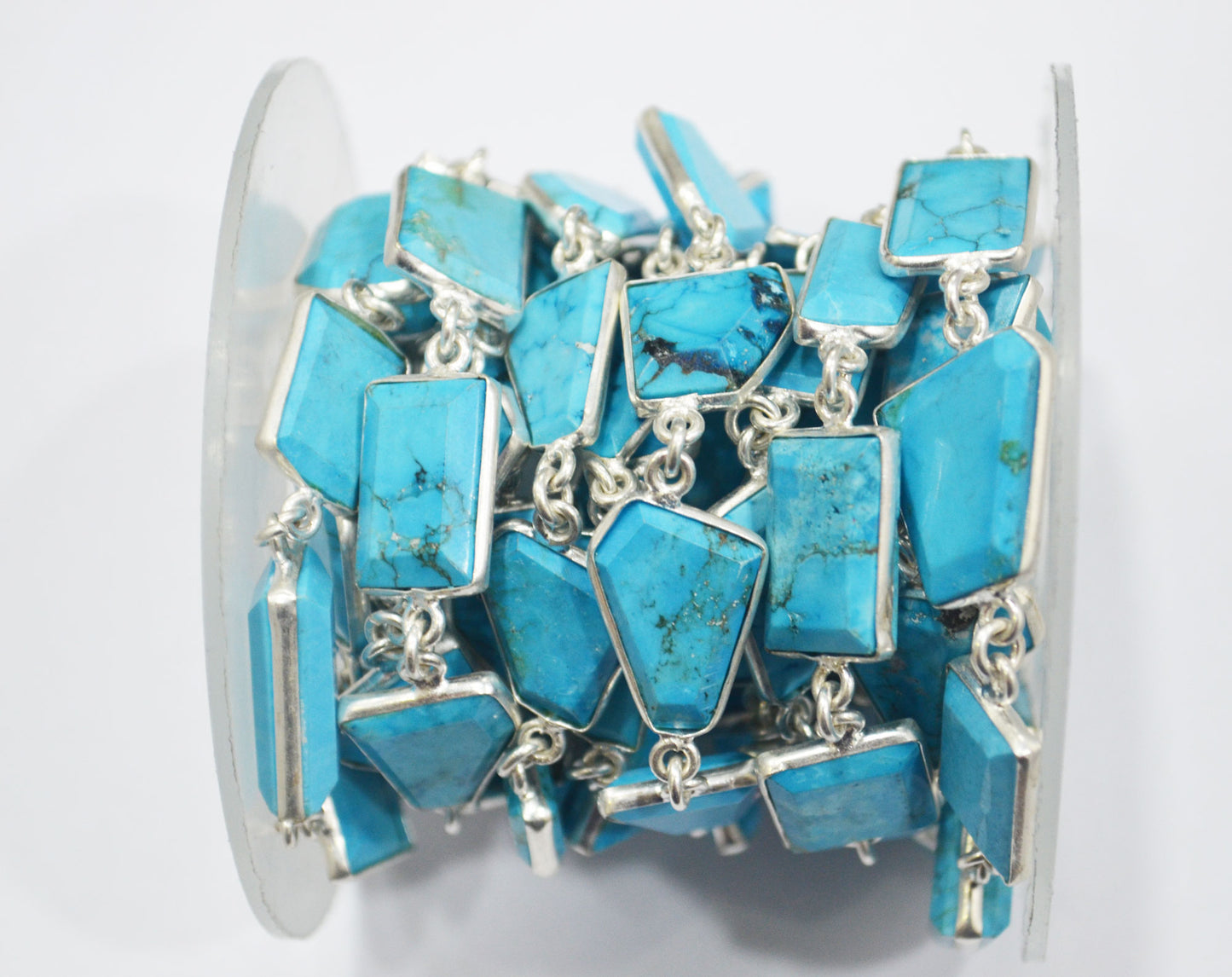 Howlite Turquoise Crown Cut Fancy Shape Connector Chain , 13 - 21 mm , RB-6496
