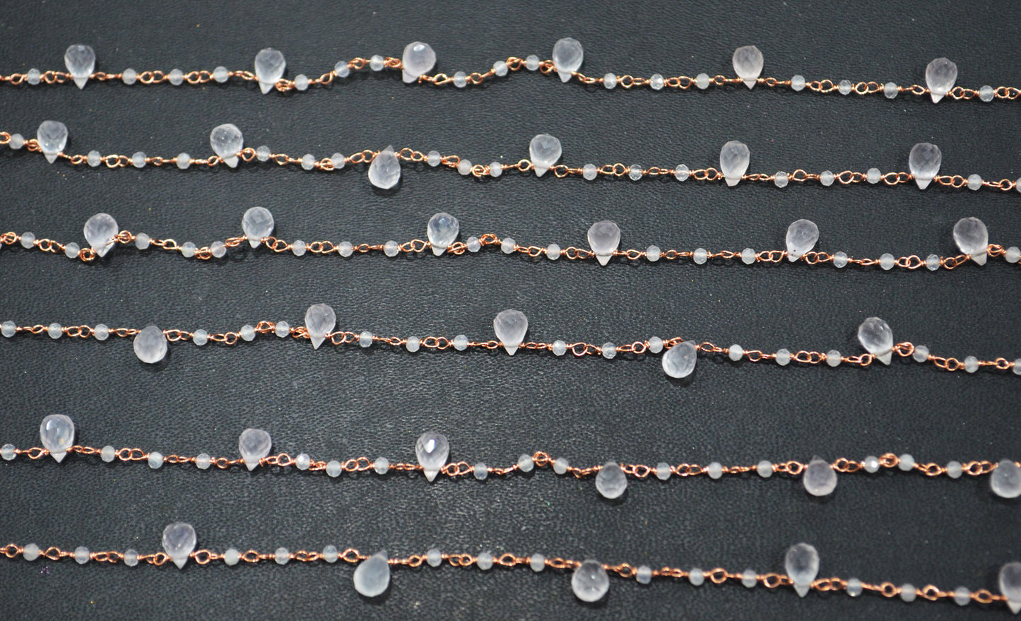 Natural Rose Quartz Faceted Round Shape Rosary Beaded Chain , Sold By Foot , 2 mm , RB-6503