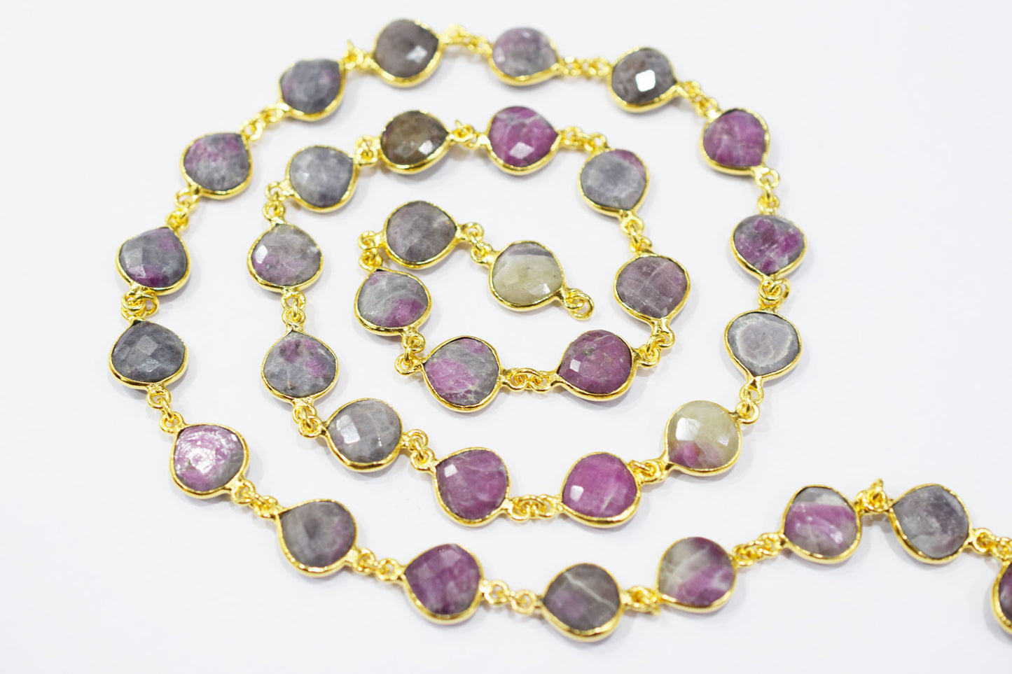 Ruby Rocks Faceted Heart Shape Connector Chain , 13 mm , RB-6516