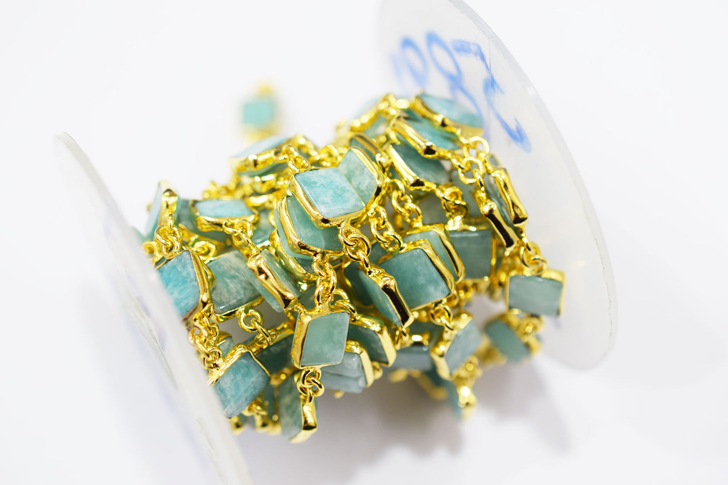 Amazonite Square Cut Shape Connector Chain , 7 - 9 mm , RB-6519