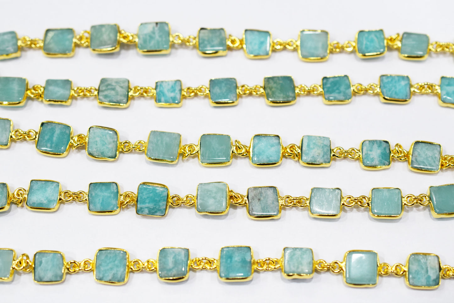 Amazonite Square Cut Shape Connector Chain , 7 - 9 mm , RB-6519