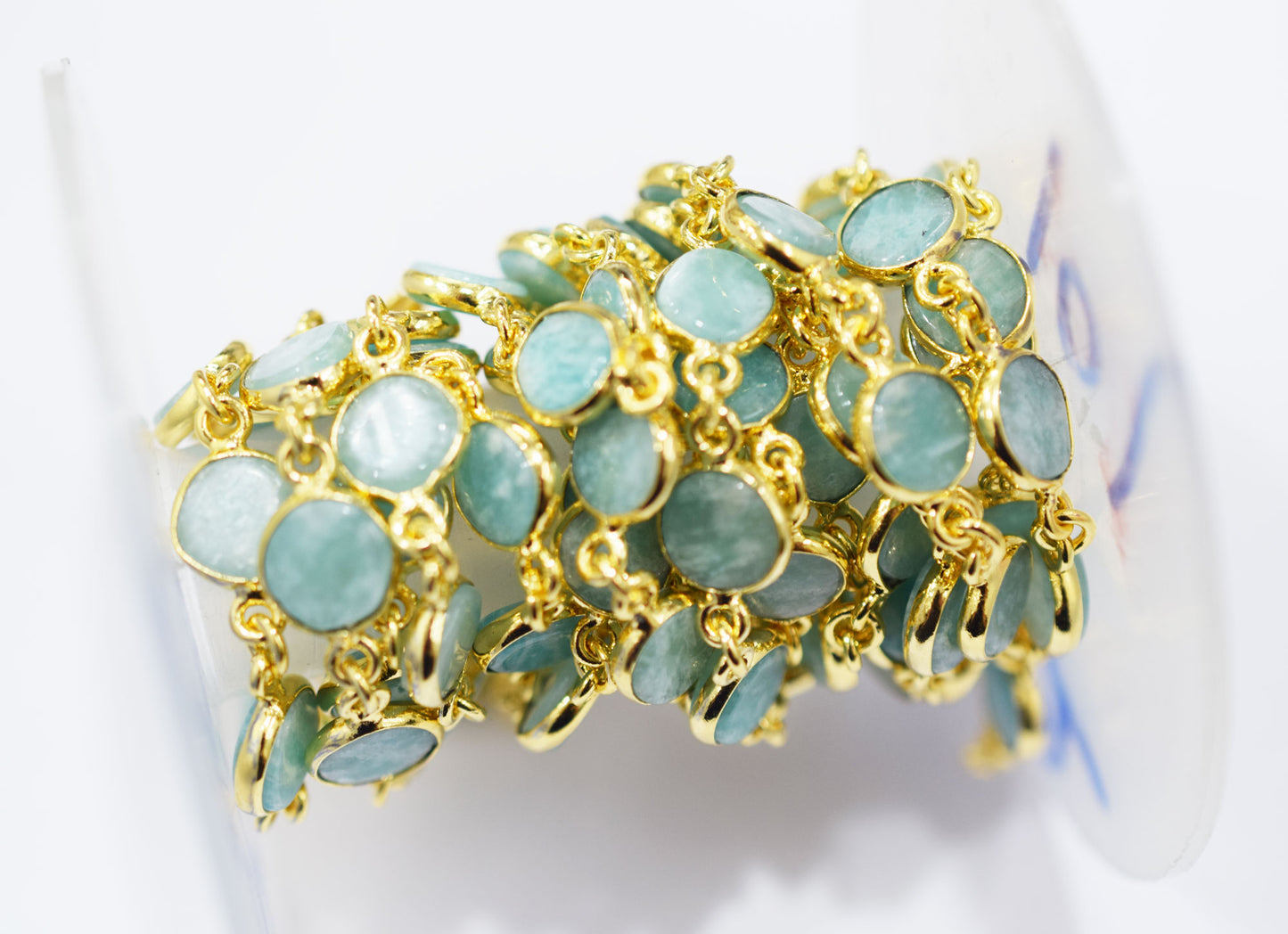 Amazonite Coin Shape Connector Chain , 9 mm , RB-6529