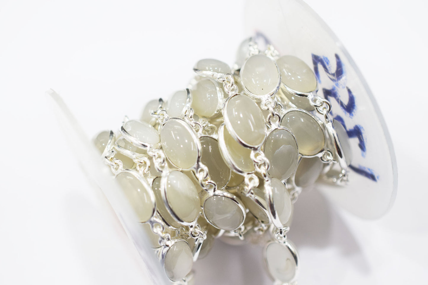 Ceylon Moonstone Smooth Oval Shape Connector Chain , 14 mm , RB-6540