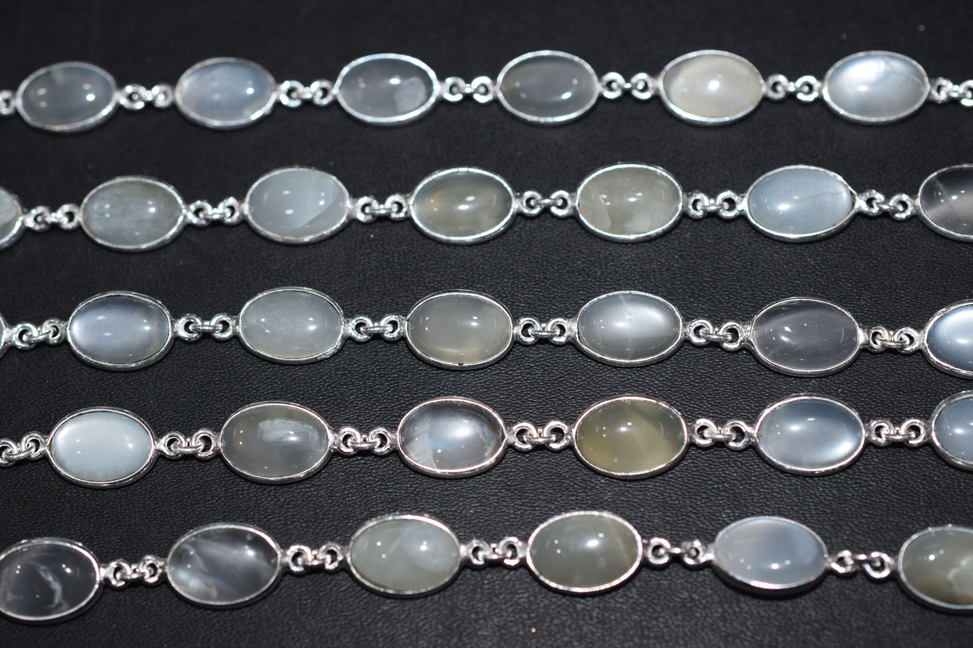 Ceylon Moonstone Smooth Oval Shape Connector Chain , 14 mm , RB-6540