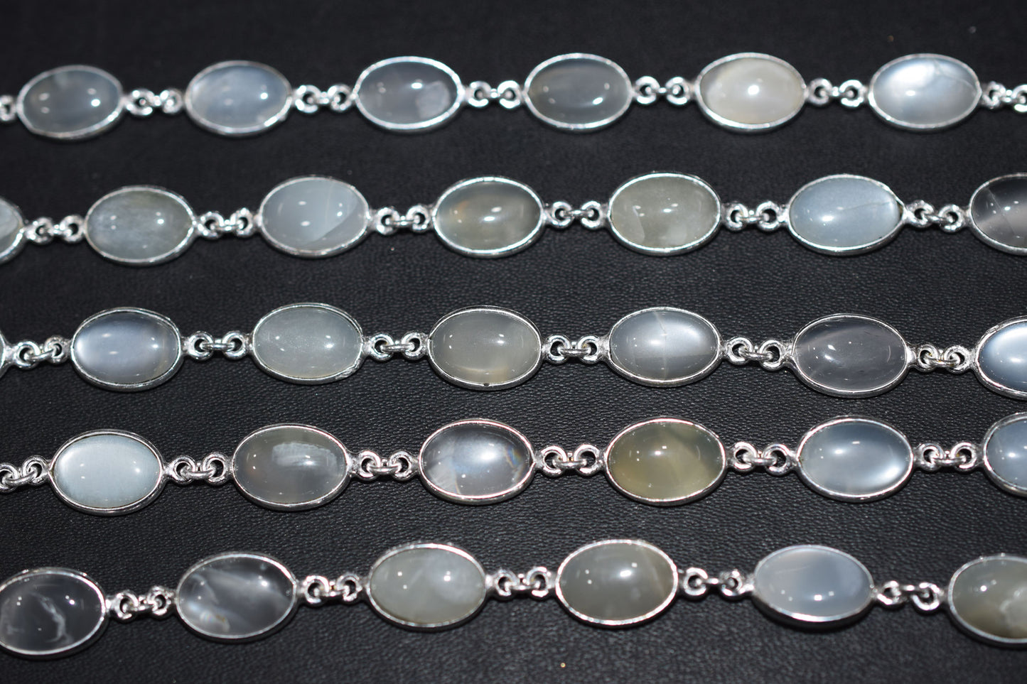 Ceylon Moonstone Smooth Oval Shape Connector Chain , 14 mm , RB-6540