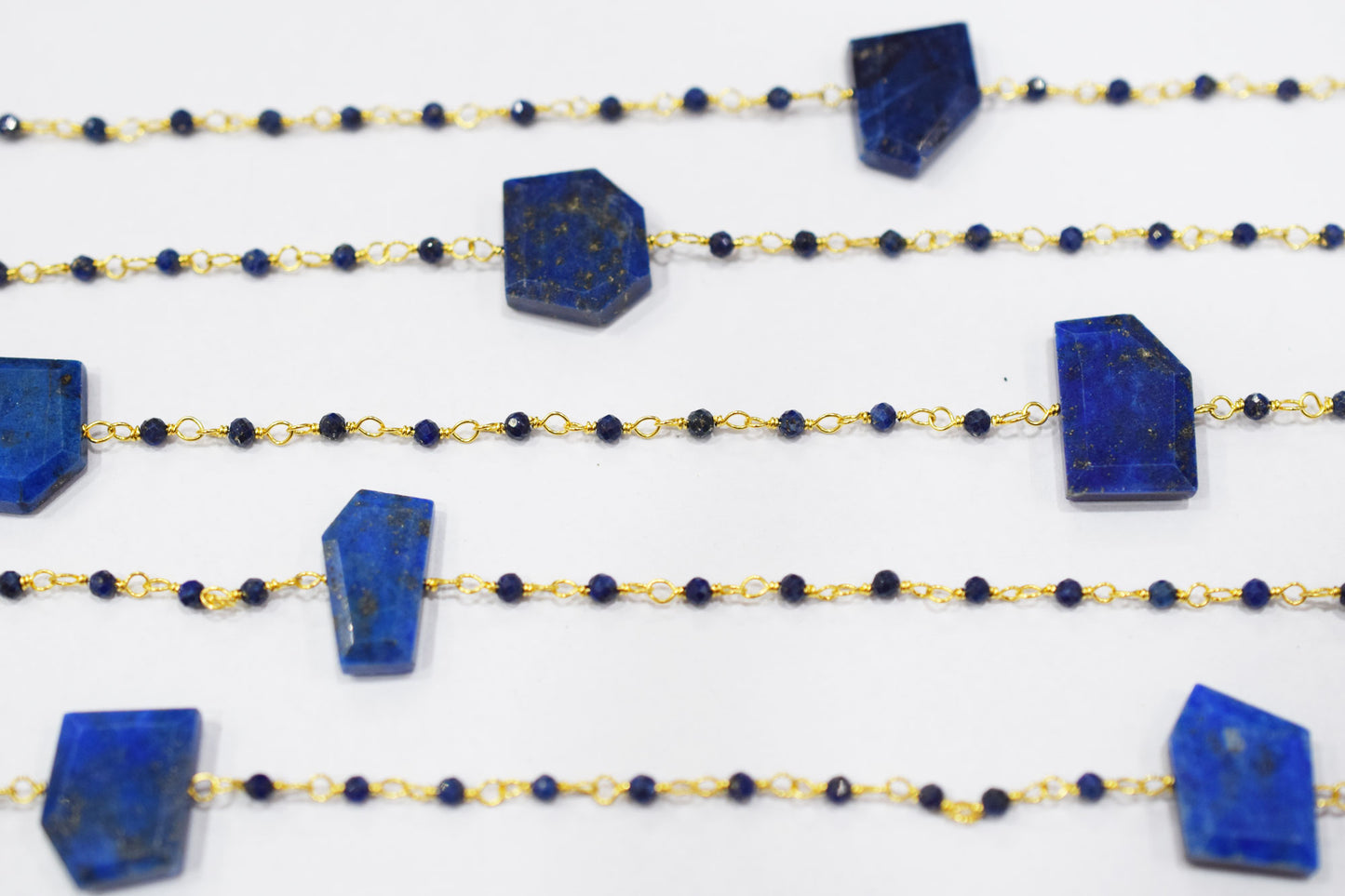 Lapis Lazuli Faceted Round Shape Rosary Beaded Chain , Sold By Foot , 2 mm , RB-6550