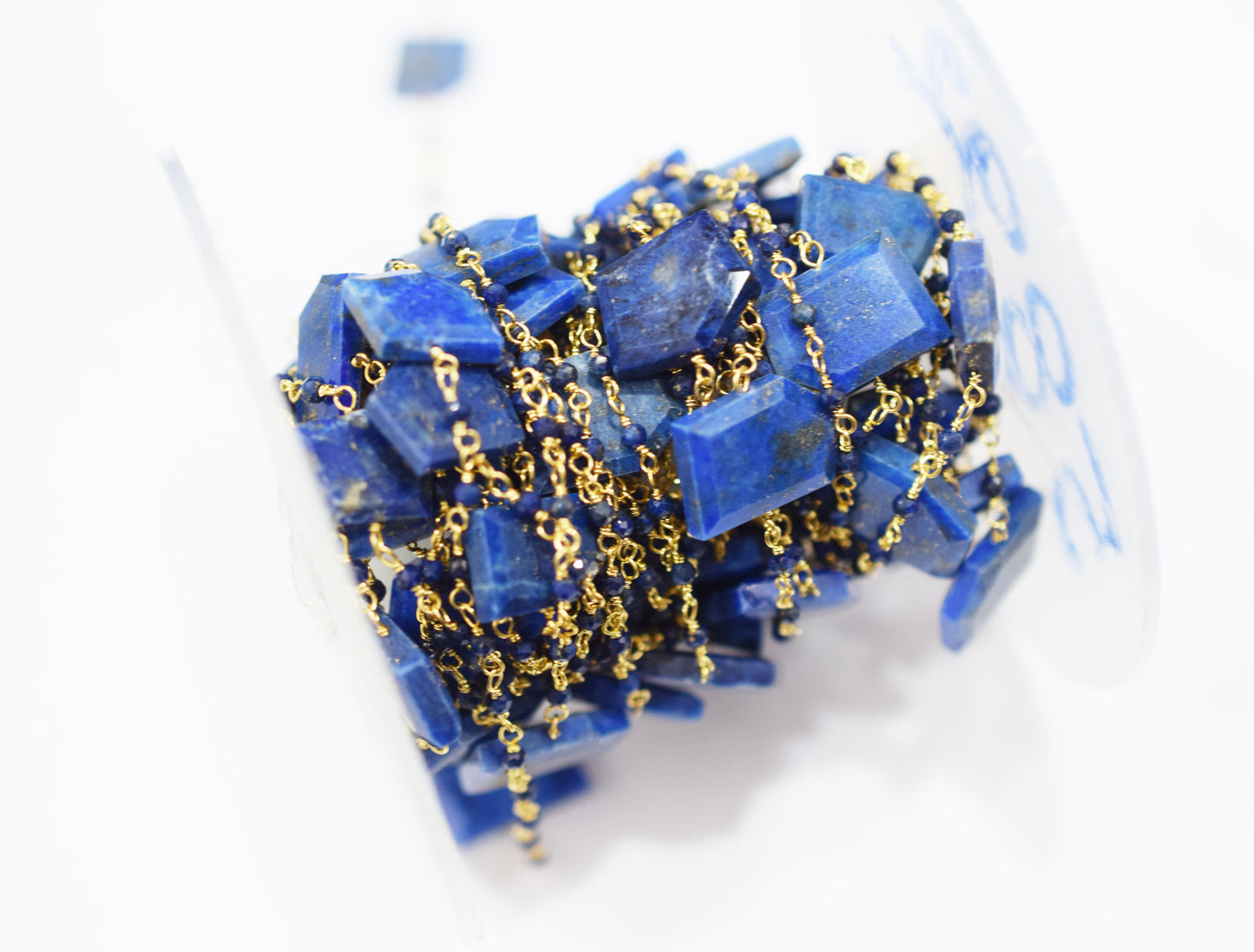 Lapis Lazuli Faceted Round Shape Rosary Beaded Chain , Sold By Foot , 2 mm , RB-6550