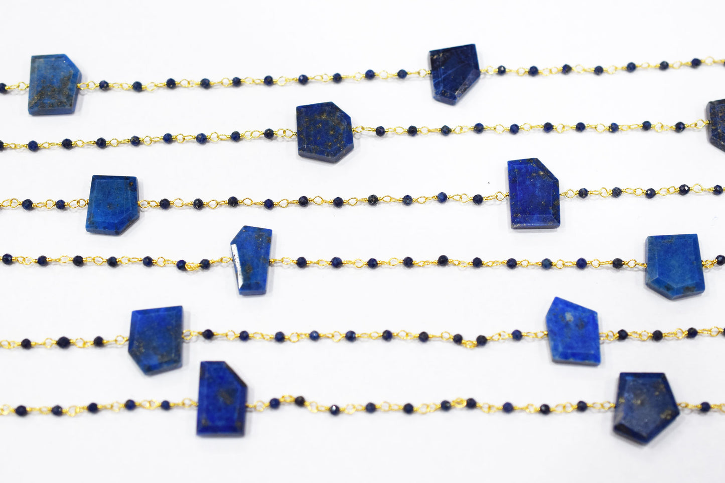 Lapis Lazuli Faceted Round Shape Rosary Beaded Chain , Sold By Foot , 2 mm , RB-6550
