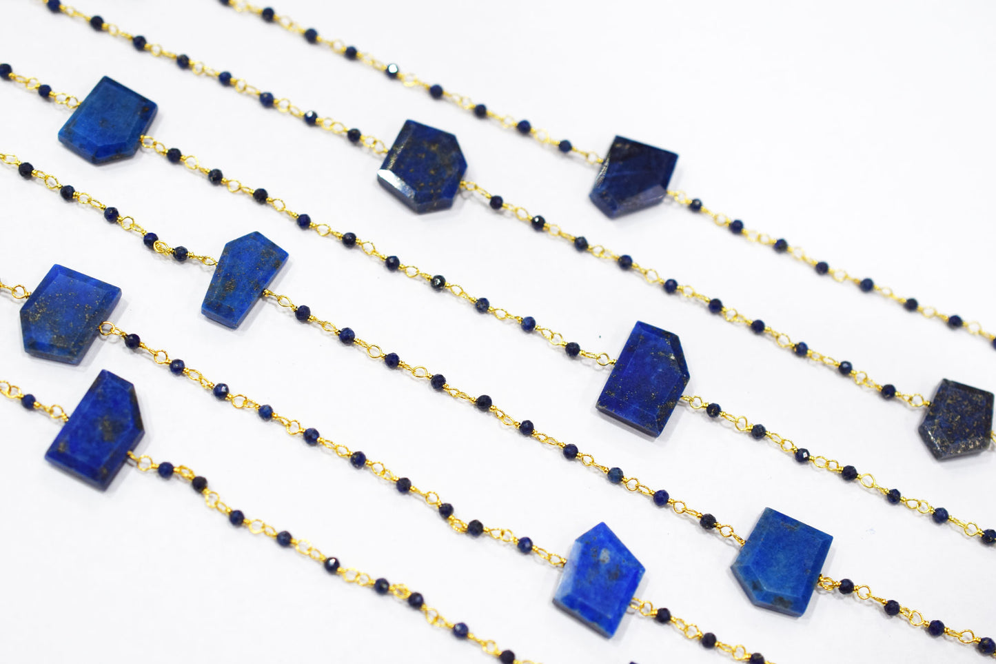 Lapis Lazuli Faceted Round Shape Rosary Beaded Chain , Sold By Foot , 2 mm , RB-6550