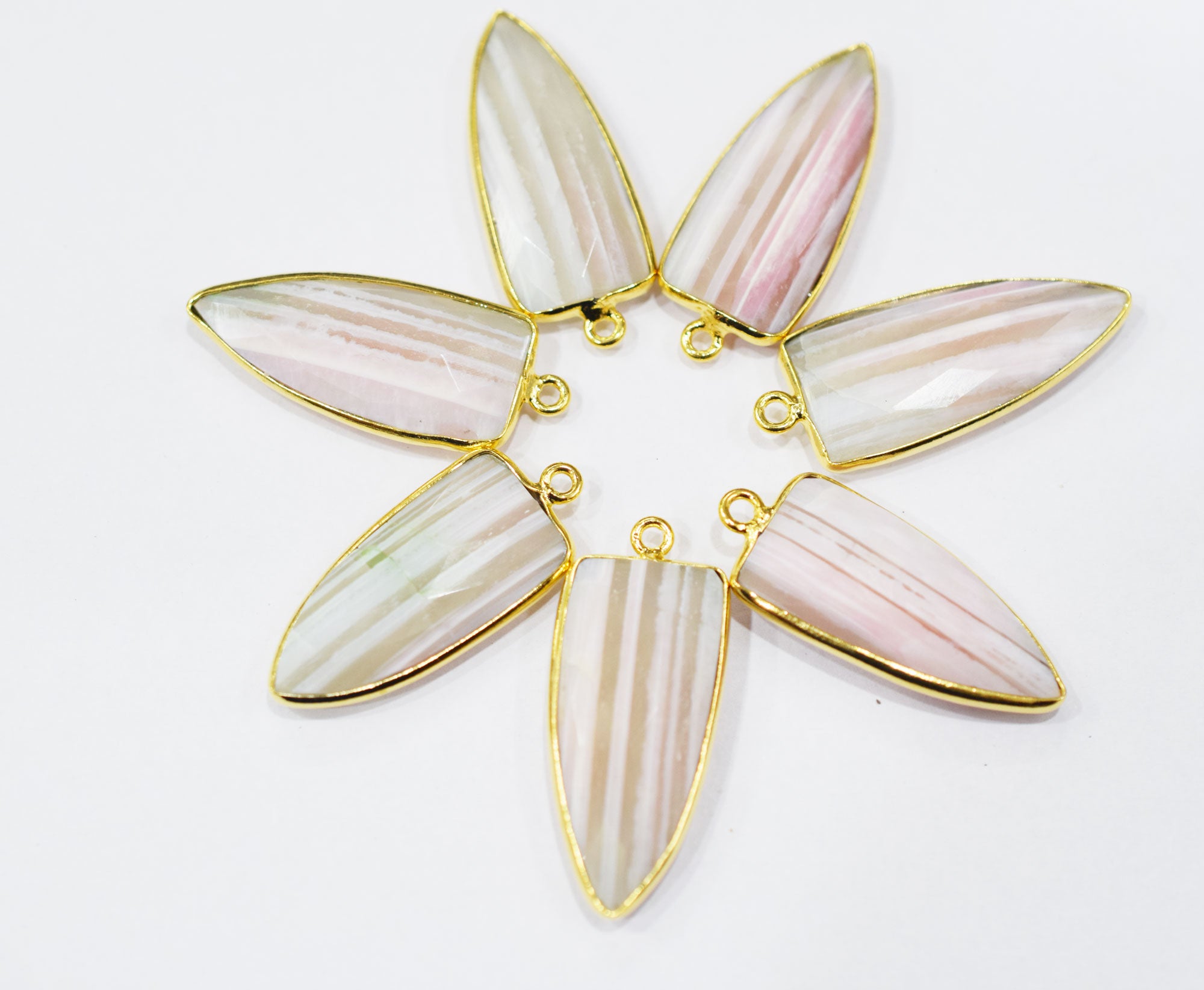 Lace Pink Peruvian Opal Faceted Arrowhead Shape Connector , Sold By Piece , 13x29 mm , RB-6551