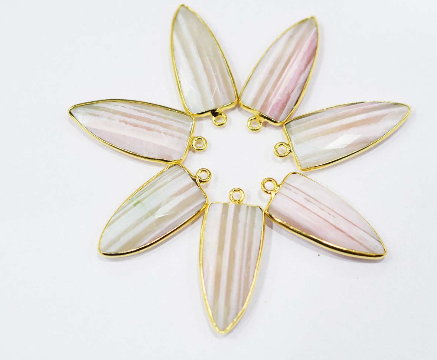 Lace Pink Peruvian Opal Faceted Arrowhead Shape Connector , Sold By Piece , 13x29 mm , RB-6551