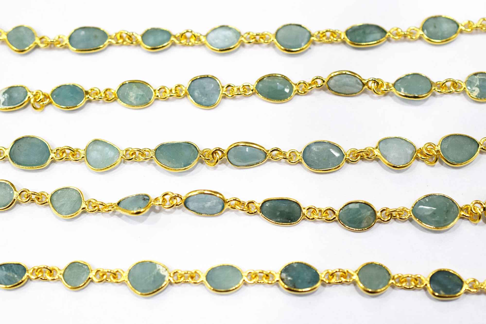 Grandidierite Slice Shape Connector Chain , 8 - 9 mm , RB-6552