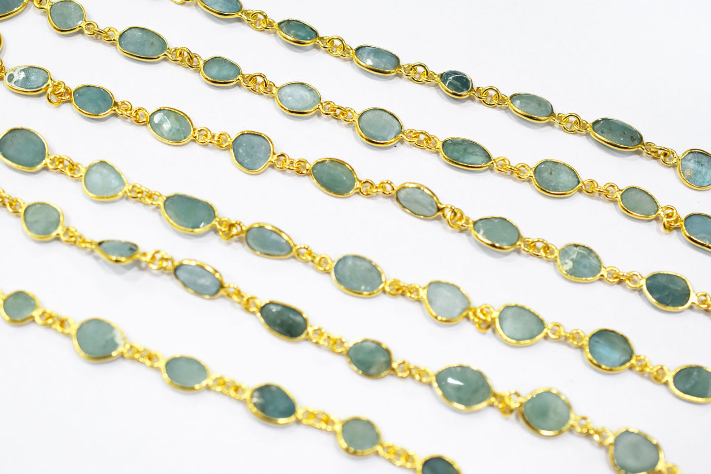 Grandidierite Slice Shape Connector Chain , 8 - 9 mm , RB-6552