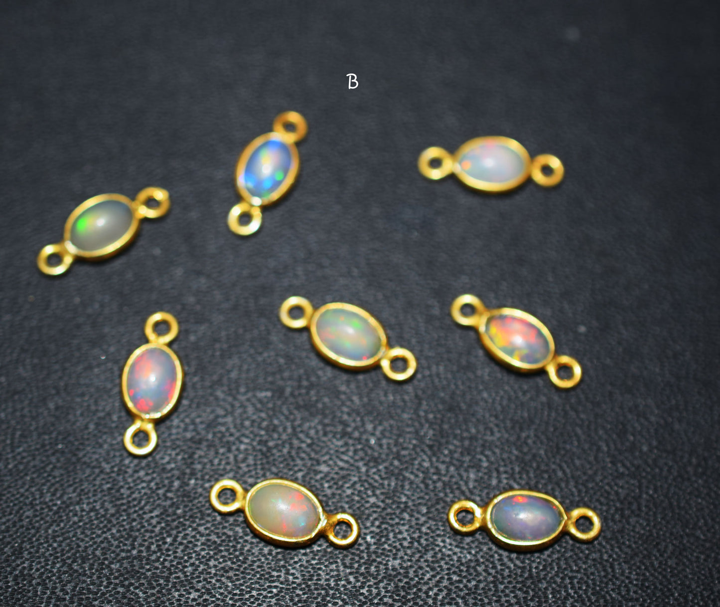 Ethiopian Opal Smooth Oval Shape Single And Double Bail Connector , Sold By Piece , 9 mm , RB-6555
