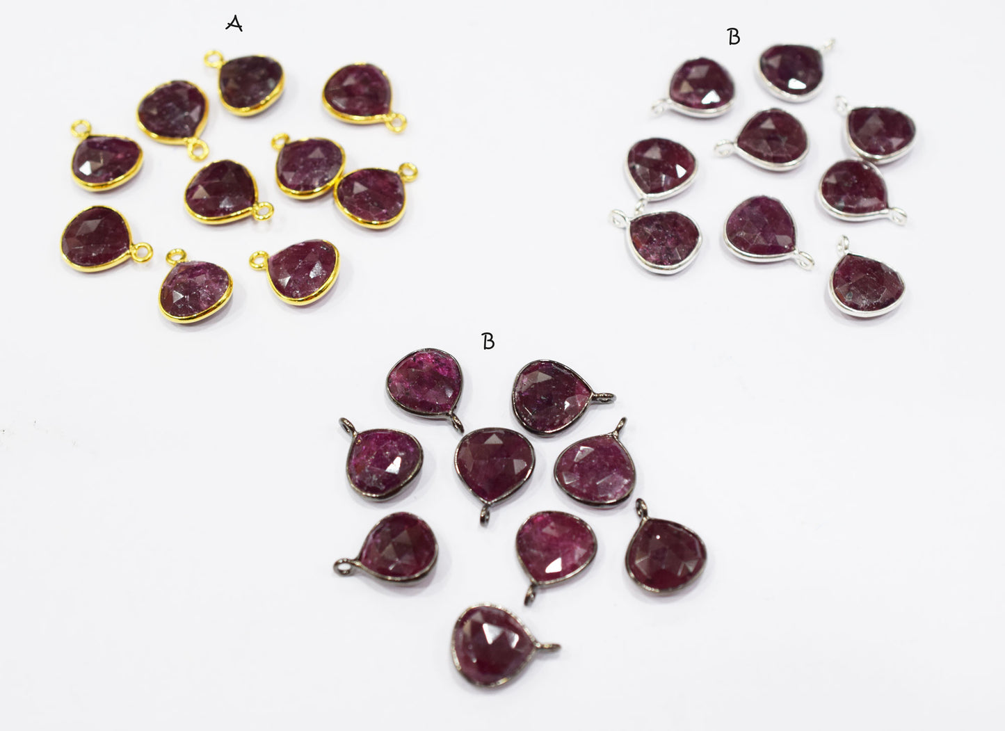 Ruby Faceted Heart Shape Single Bail Connector , Sold By Piece , 13x13 mm , RB-6559